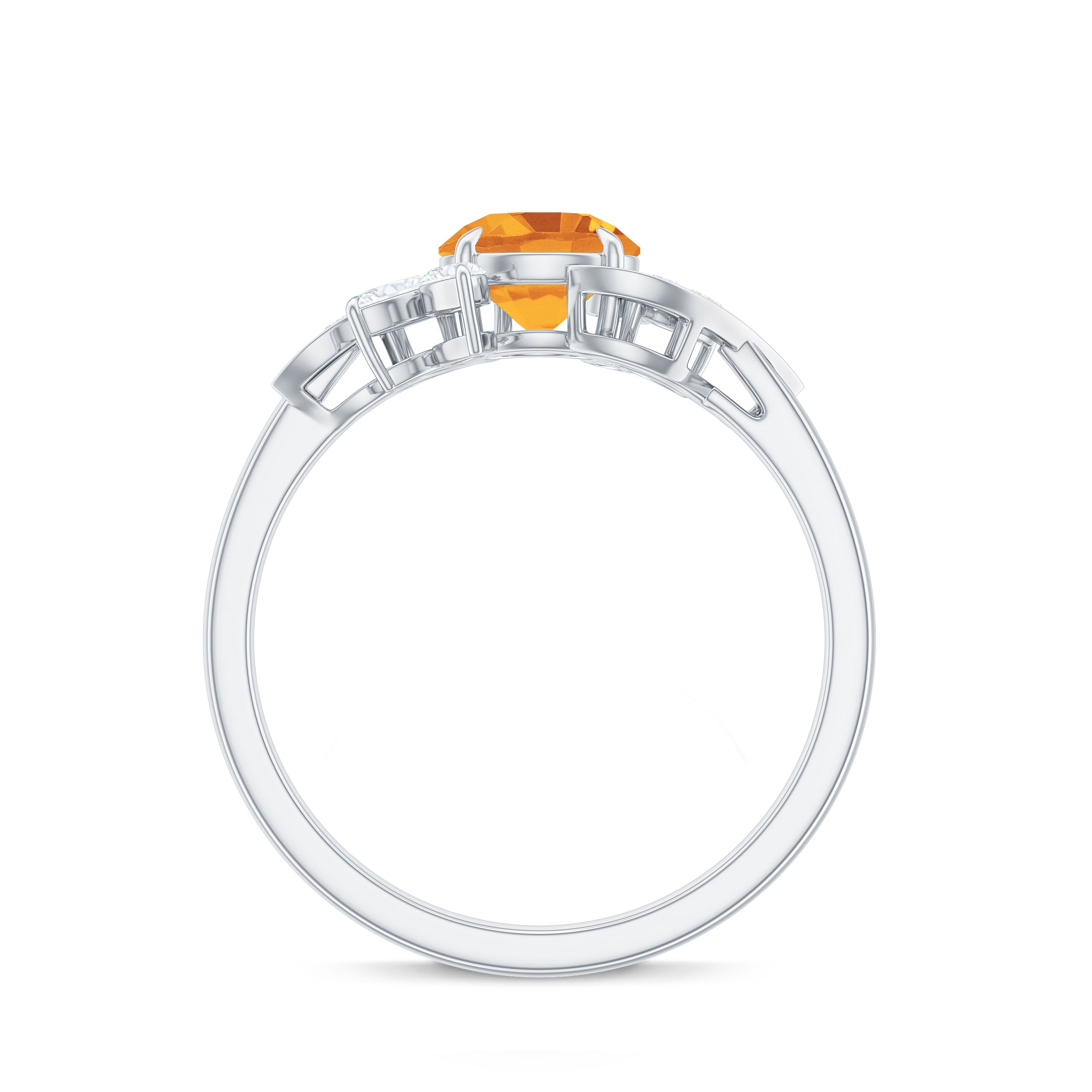 Certified Real 1.2 Carat Citrine Engagement Ring with Moissanite AAA - Rosec Jewels