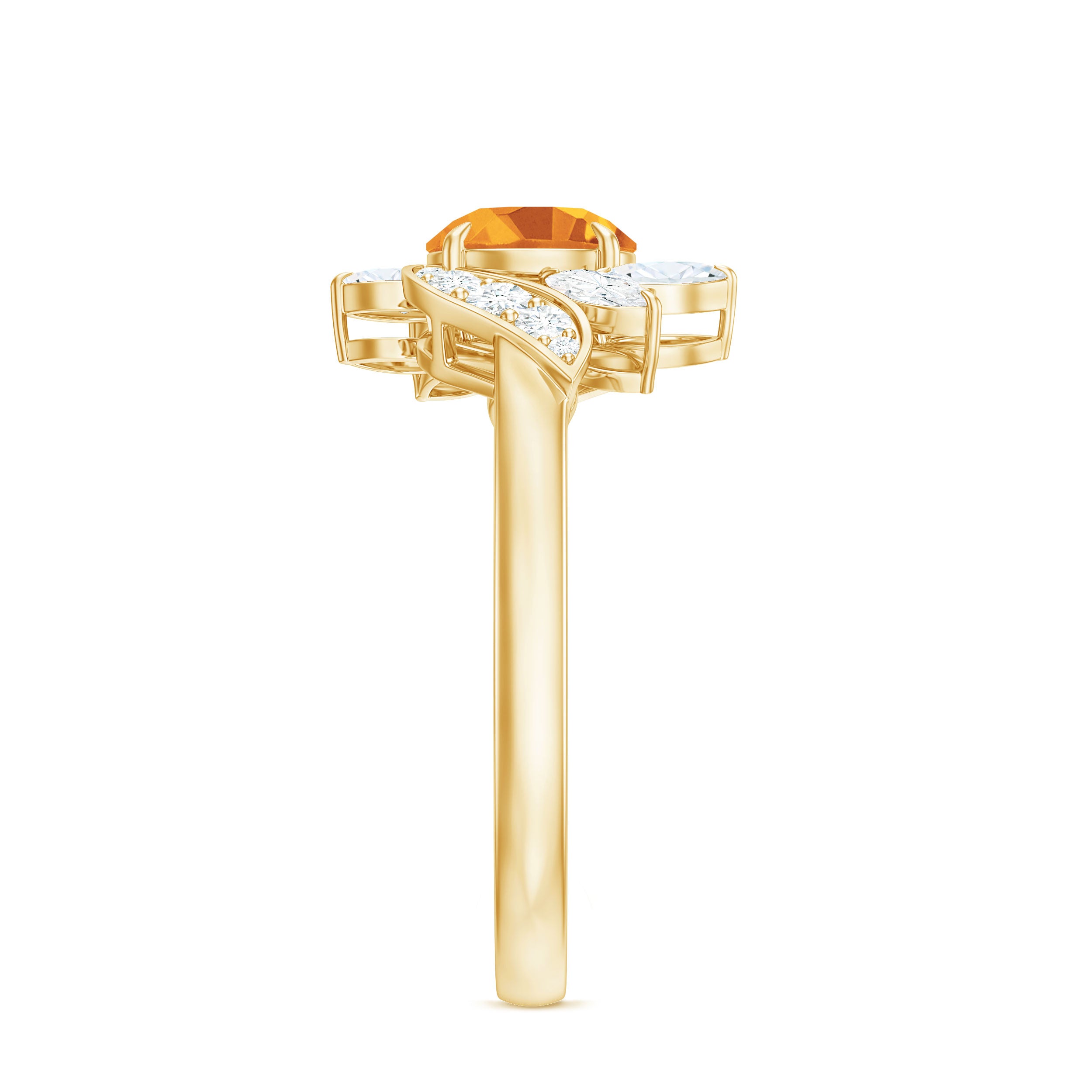 Certified Real 1.2 Carat Citrine Engagement Ring with Moissanite AAA - Rosec Jewels