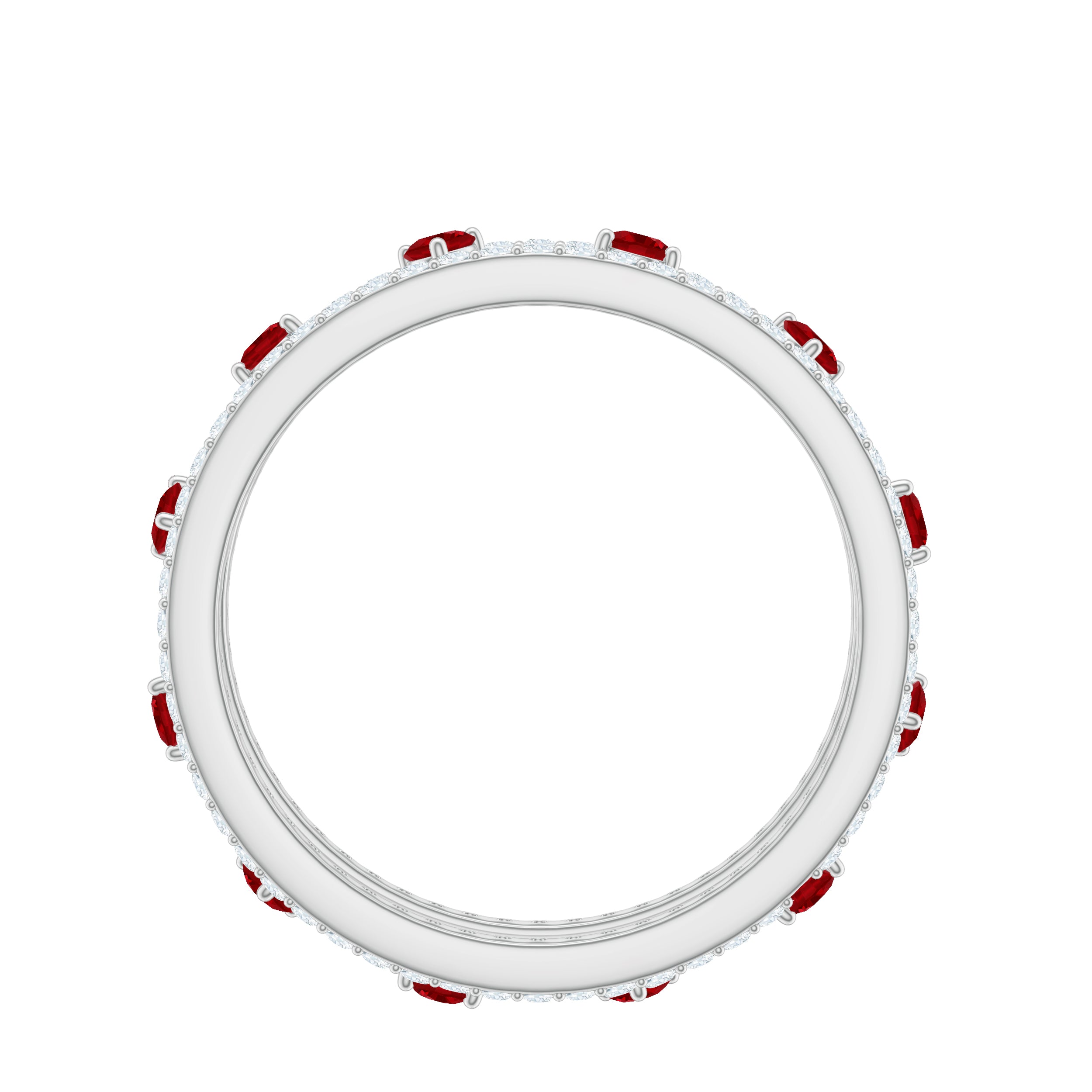 Classic Lab Created Ruby and Moissanite Eternity Wedding Band AAAA - Rosec Jewels