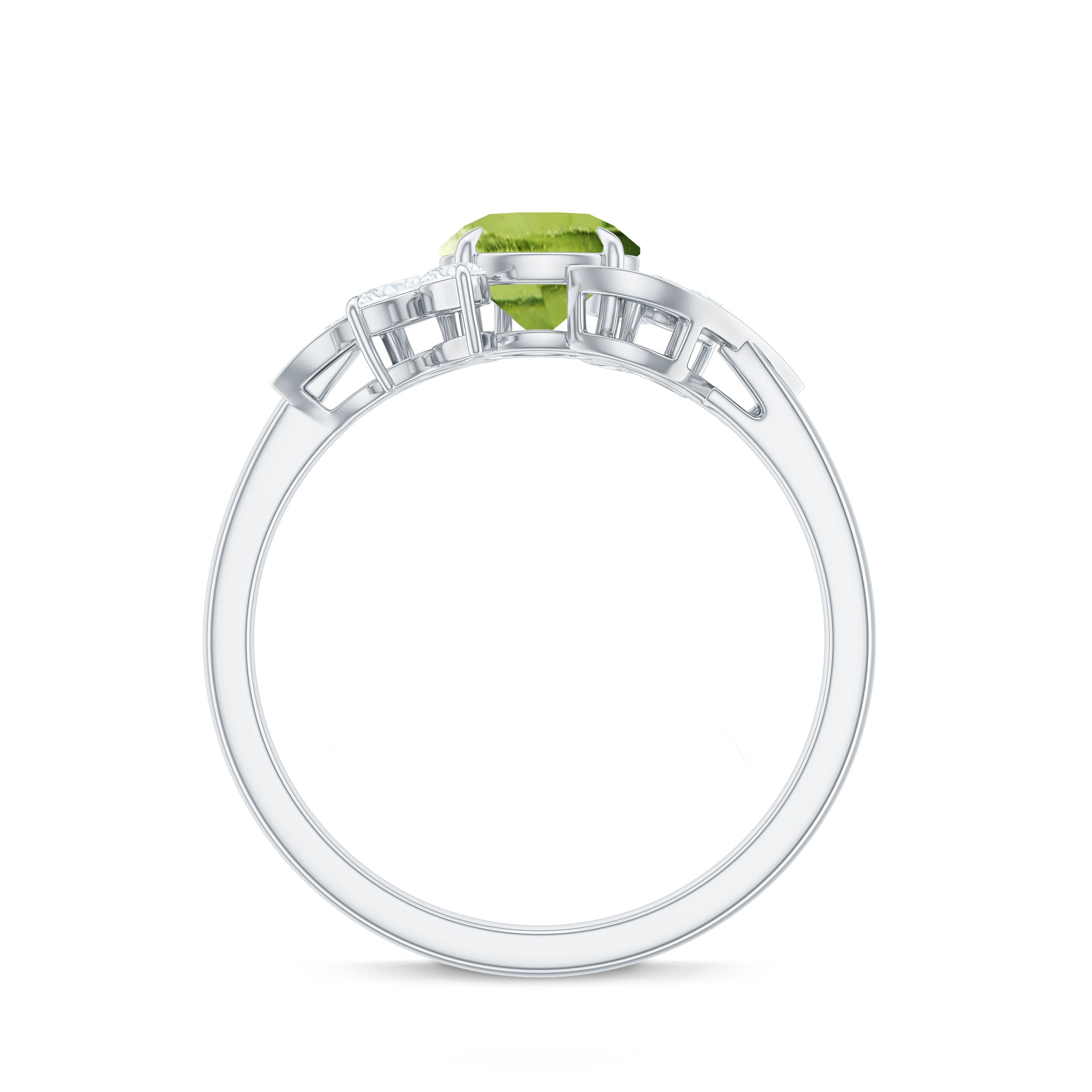 Nature Inspired 2 Carat Peridot Engagement Ring with Diamond AAA - Rosec Jewels