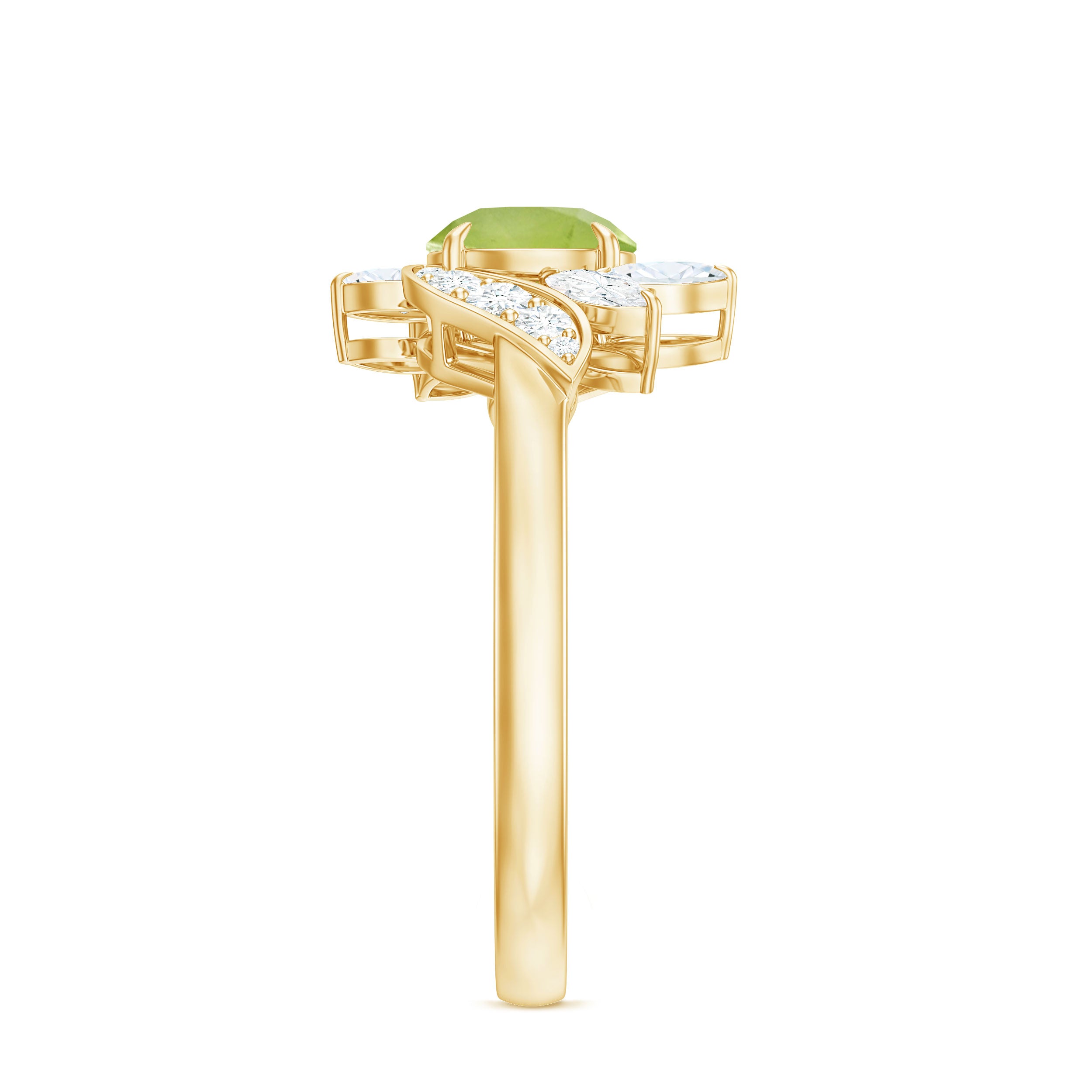 Nature Inspired 2 Carat Peridot Engagement Ring with Diamond AAA - Rosec Jewels