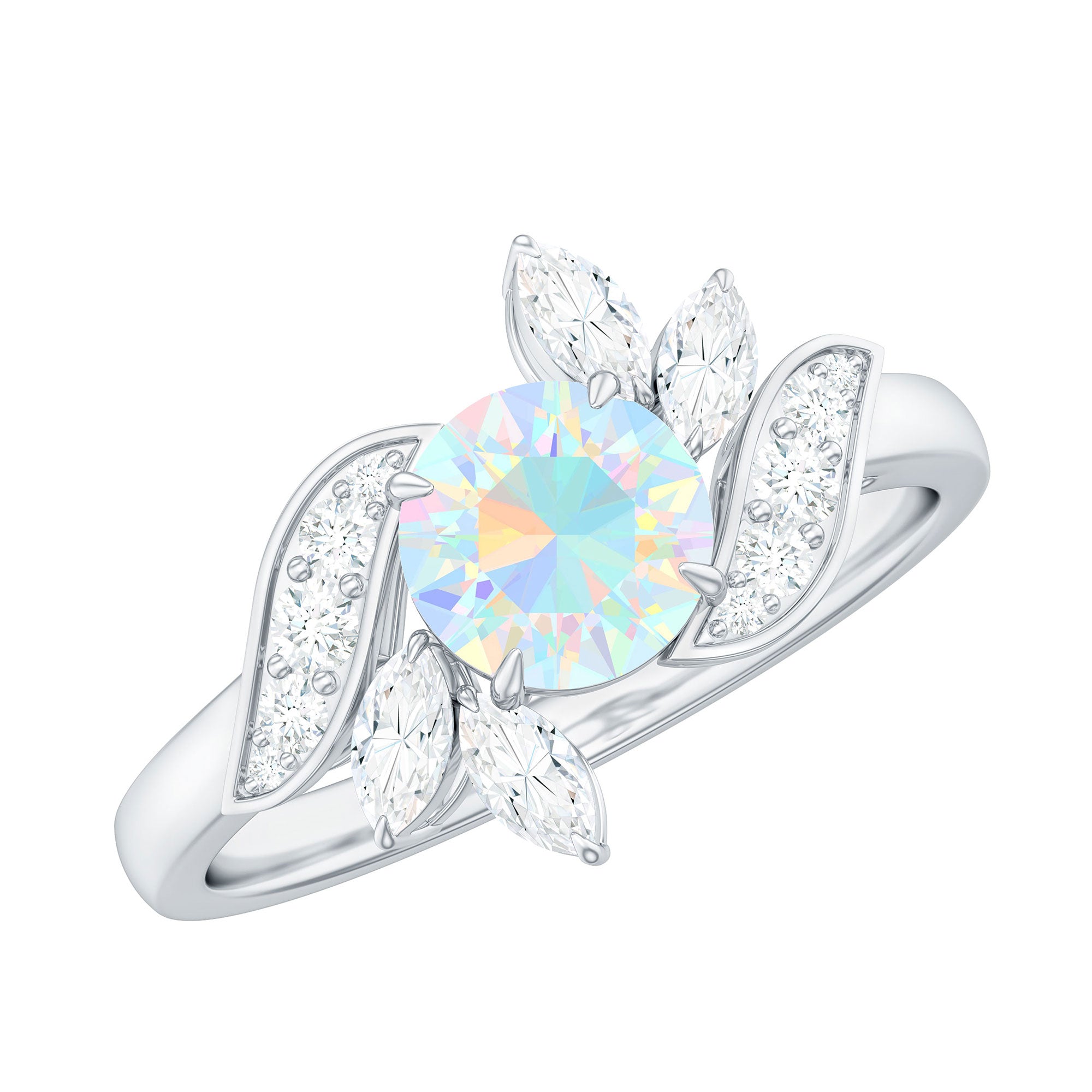 Nature Inspired Ethiopian Opal and Diamond Engagement Ring