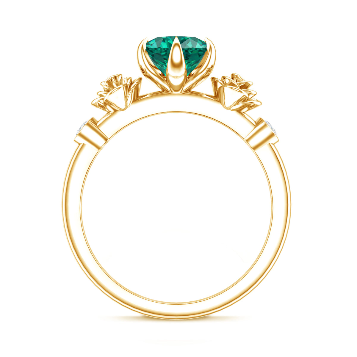 Certified 2 Carat Lab Grown Emerald Diamond Engagement Ring with Flower AAAA - Rosec Jewels