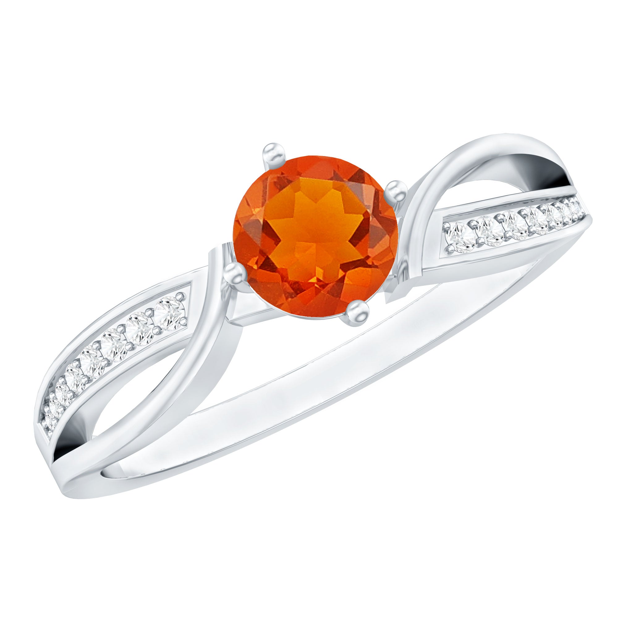 Orange Fire Opal Infinity Engagement Ring with Diamonds AAA - Rosec Jewels