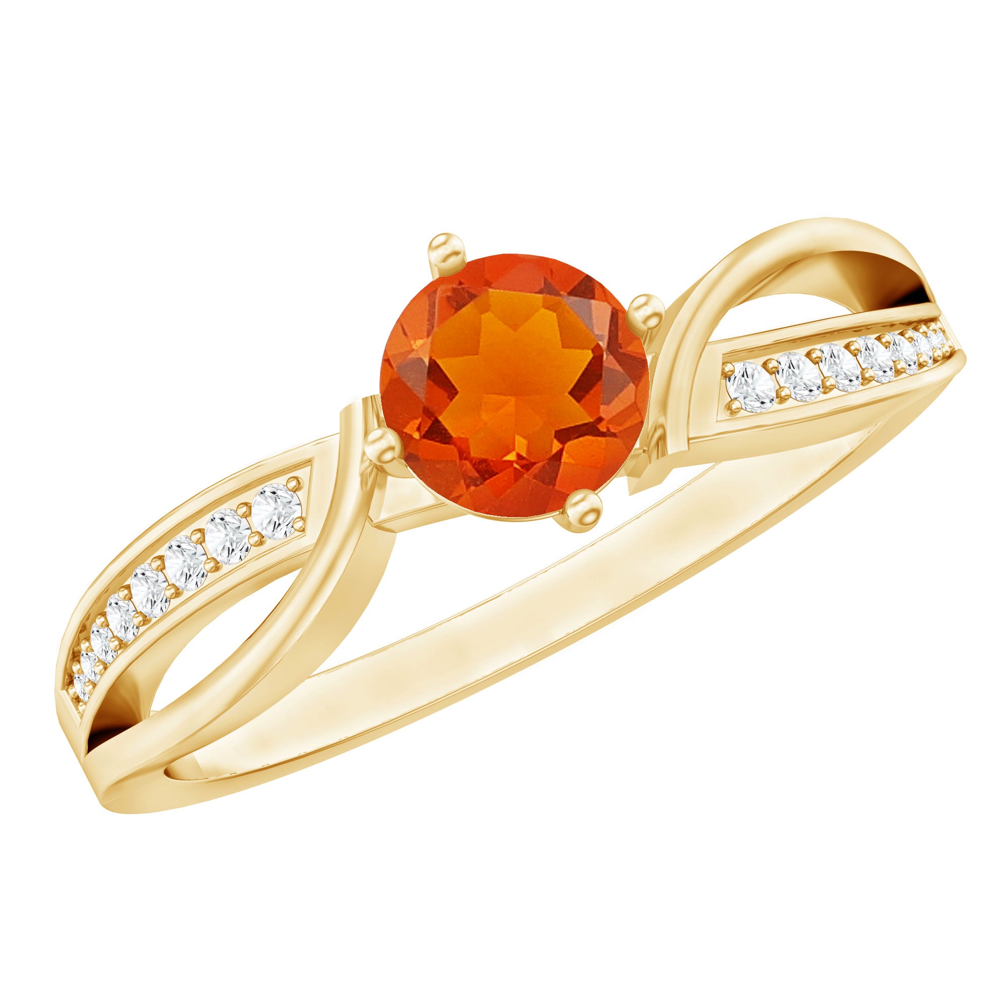 Orange Fire Opal Infinity Engagement Ring with Diamonds AAA - Rosec Jewels