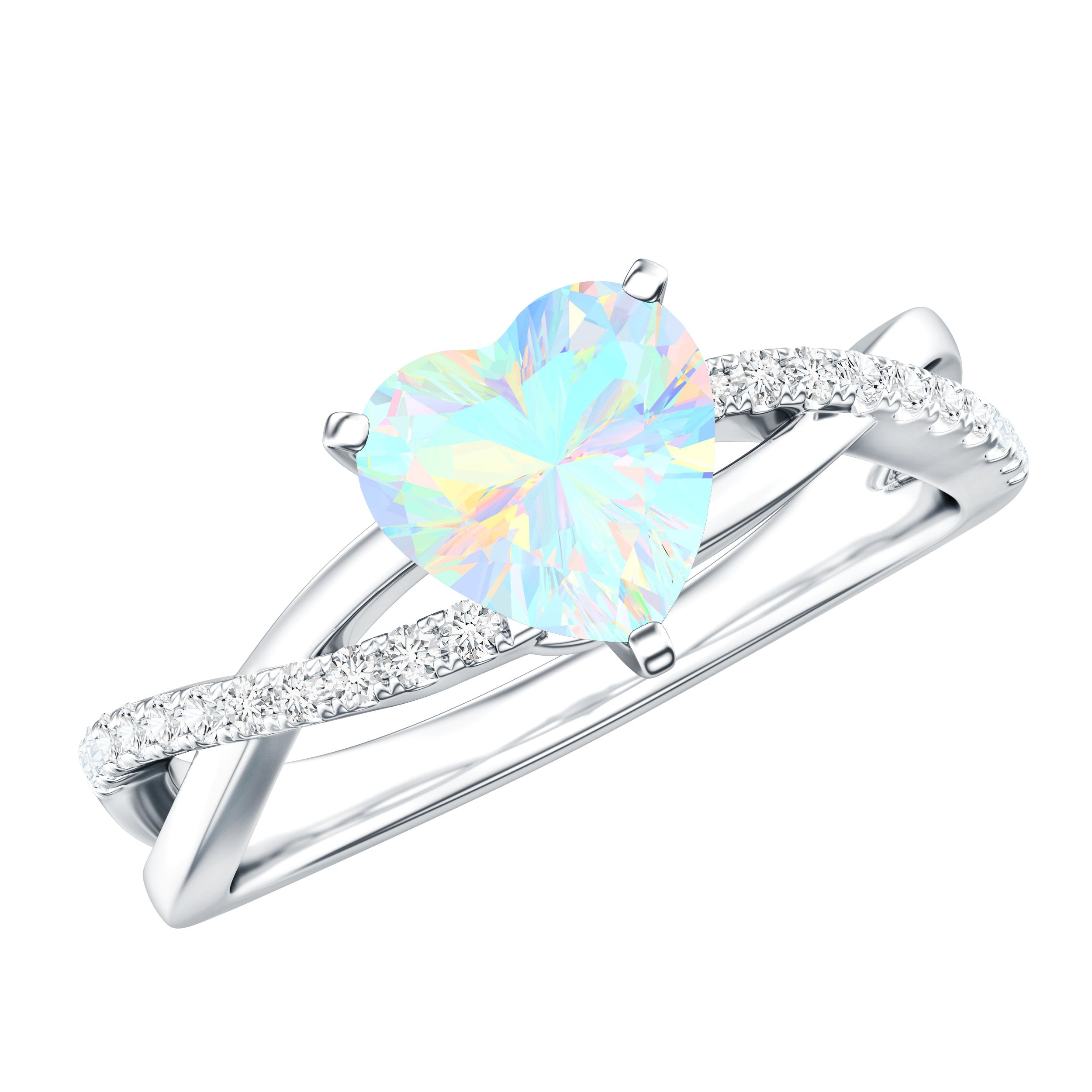 Natural 8mm Ethiopian Opal Heart Shaped Engagement Ring With Certificate