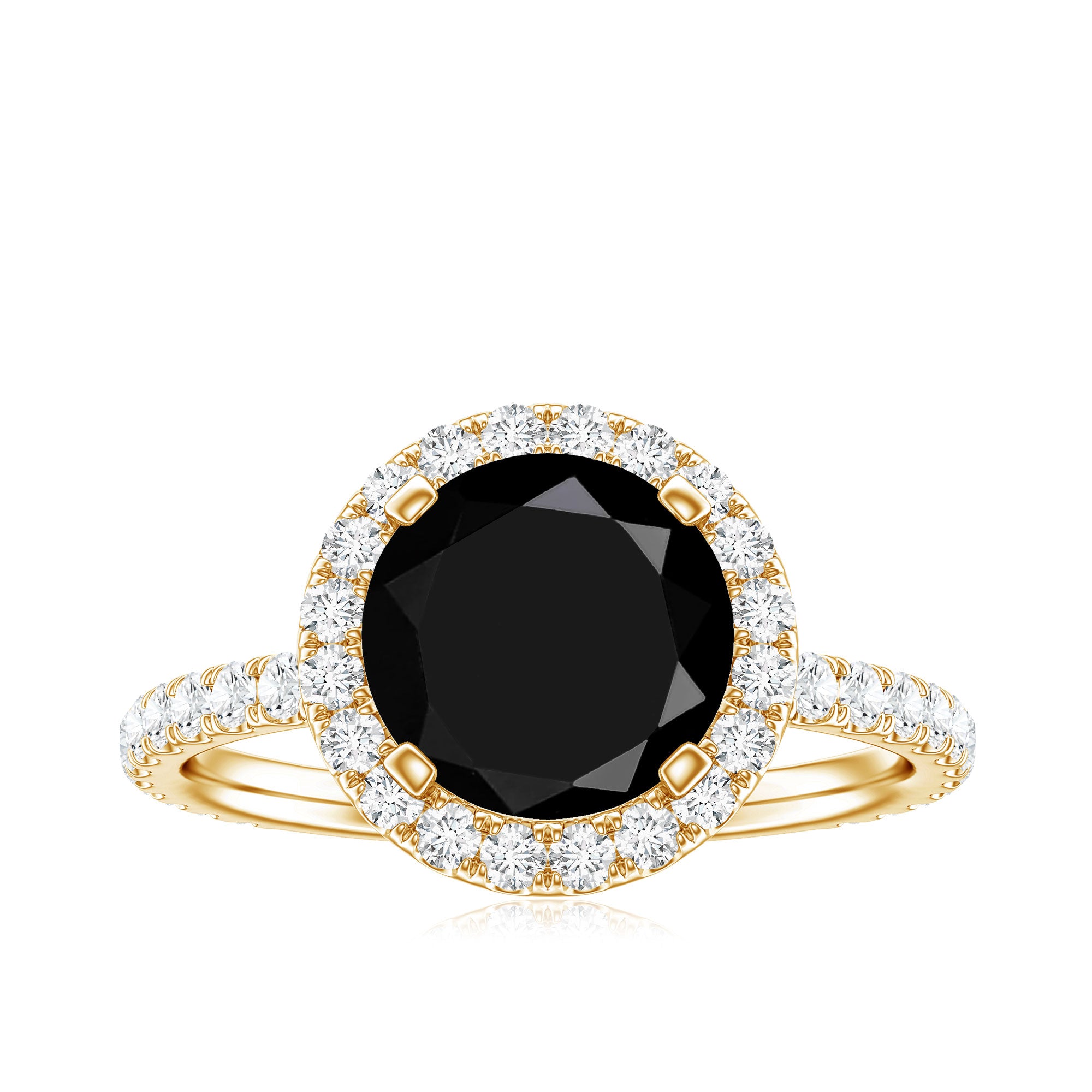 Certified 2 Carat Lab Grown Black and White Diamond Engagement Ring with Halo AAAA ( Synthetic ) - Rosec Jewels