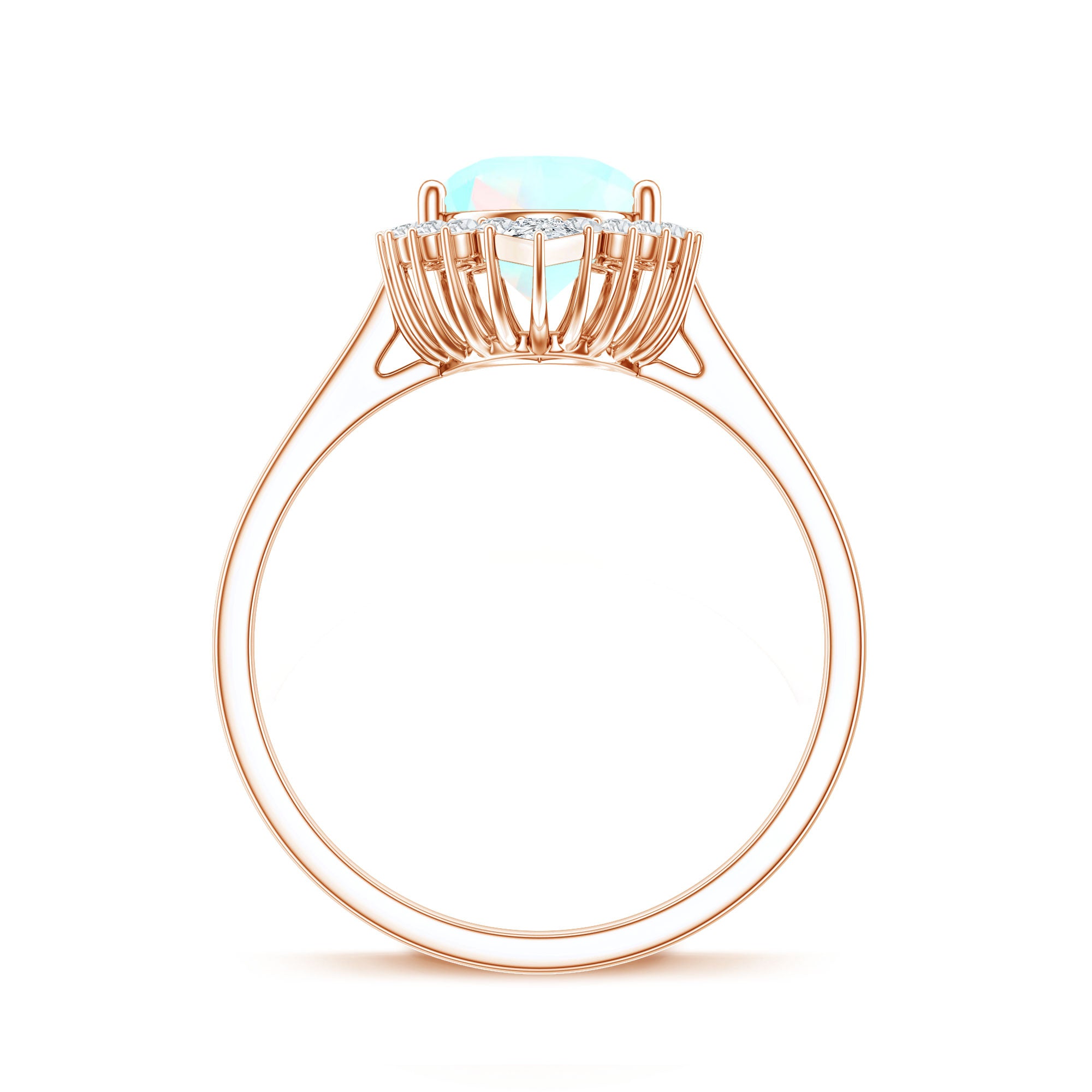 Certified Real 2 Carat Ethiopian Rainbow Opal Teardrop Engagement Ring with Diamond Halo AAA - Rosec Jewels