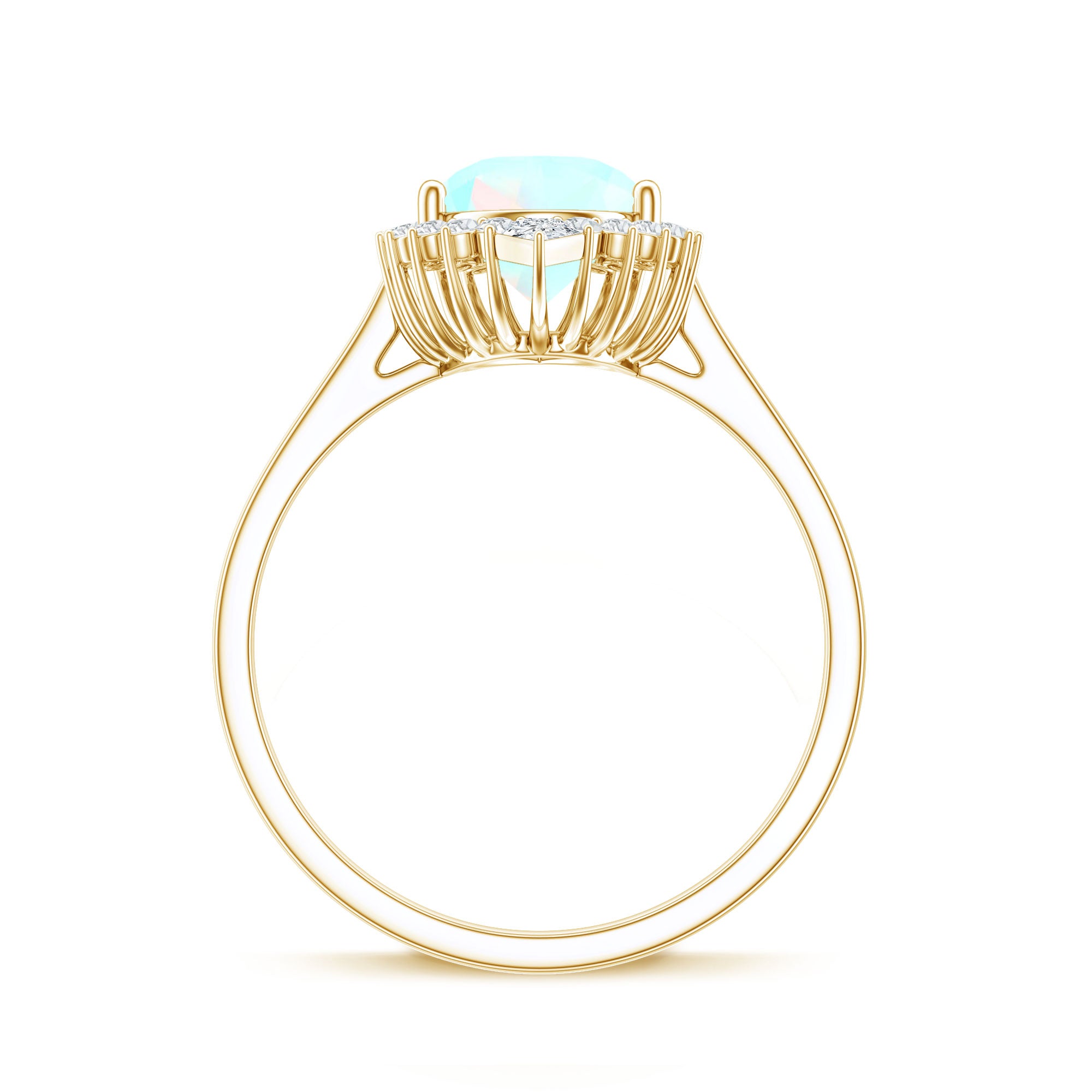 Certified Real 2 Carat Ethiopian Rainbow Opal Teardrop Engagement Ring with Diamond Halo AAA - Rosec Jewels