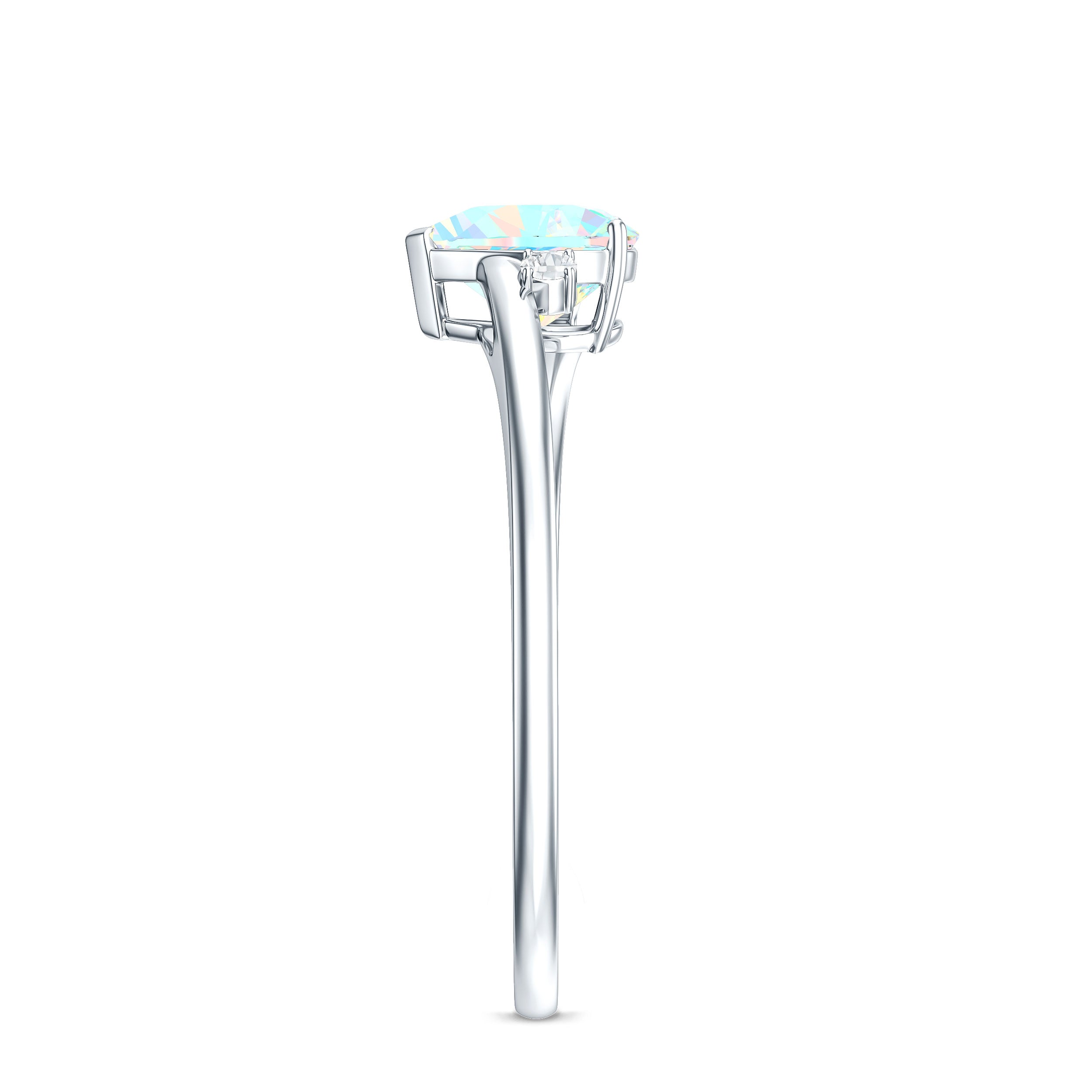 Genuine 6mm Ethiopian Opal Diamond Heart Shaped Promise Ring with Bypass Shank AAA - Rosec Jewels