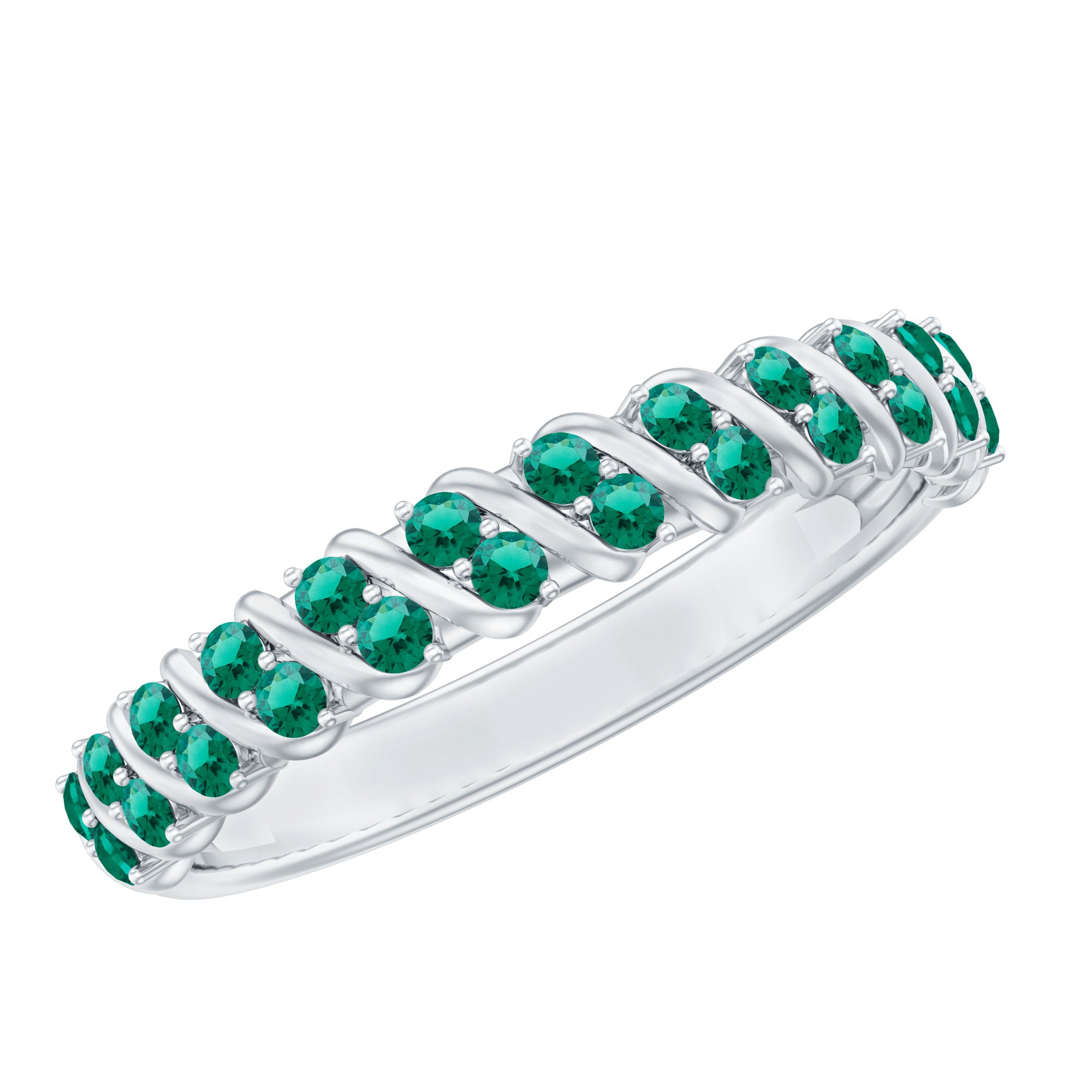 Certified Lab Grown Emerald Half Eternity Anniversary Band AAAA - Rosec Jewels