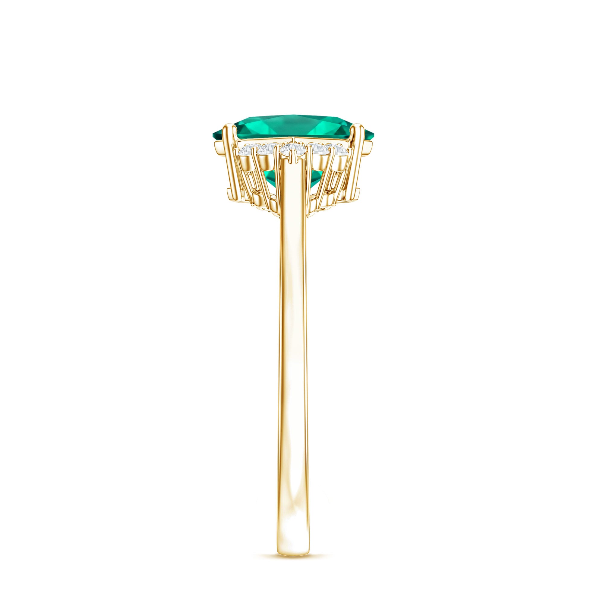 Certified 8 mm Lab Grown Emerald Princess Cut Engagement Ring with Diamond AAAA - Rosec Jewels