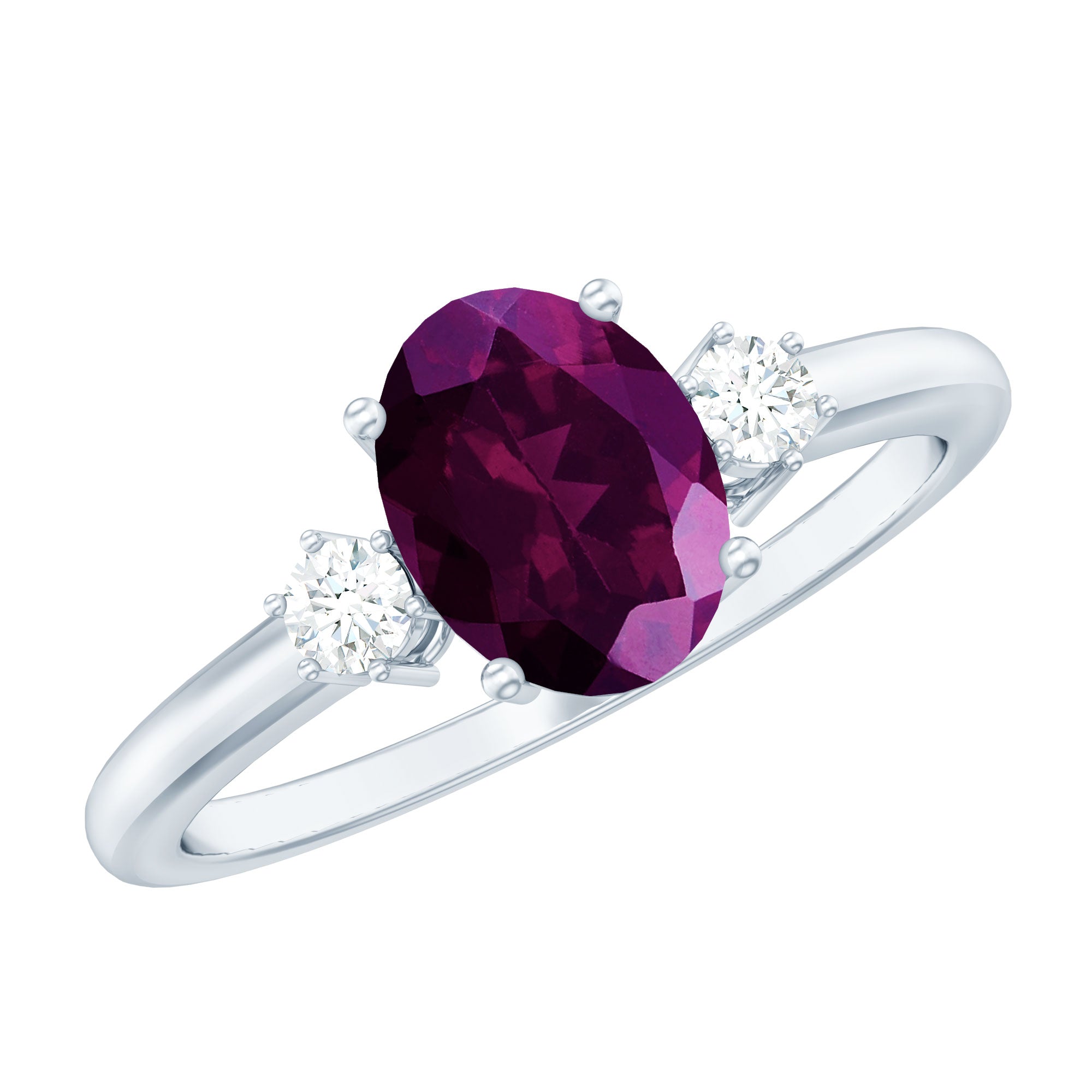 1.75 CT Oval Rhodolite Solitaire Engagement Ring with Moissanite in Gold