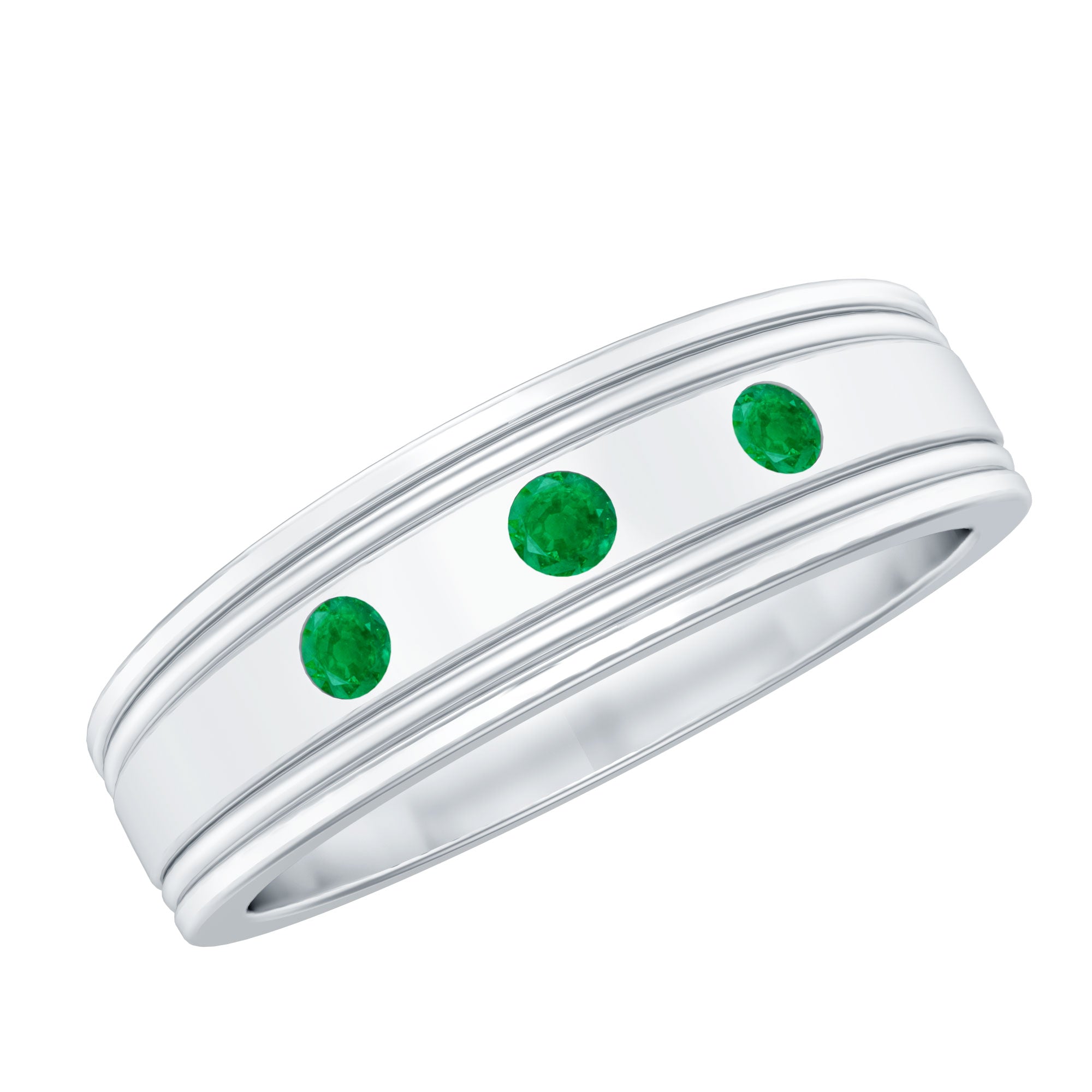 Emerald Minimal Band Ring in Gypsy Setting
