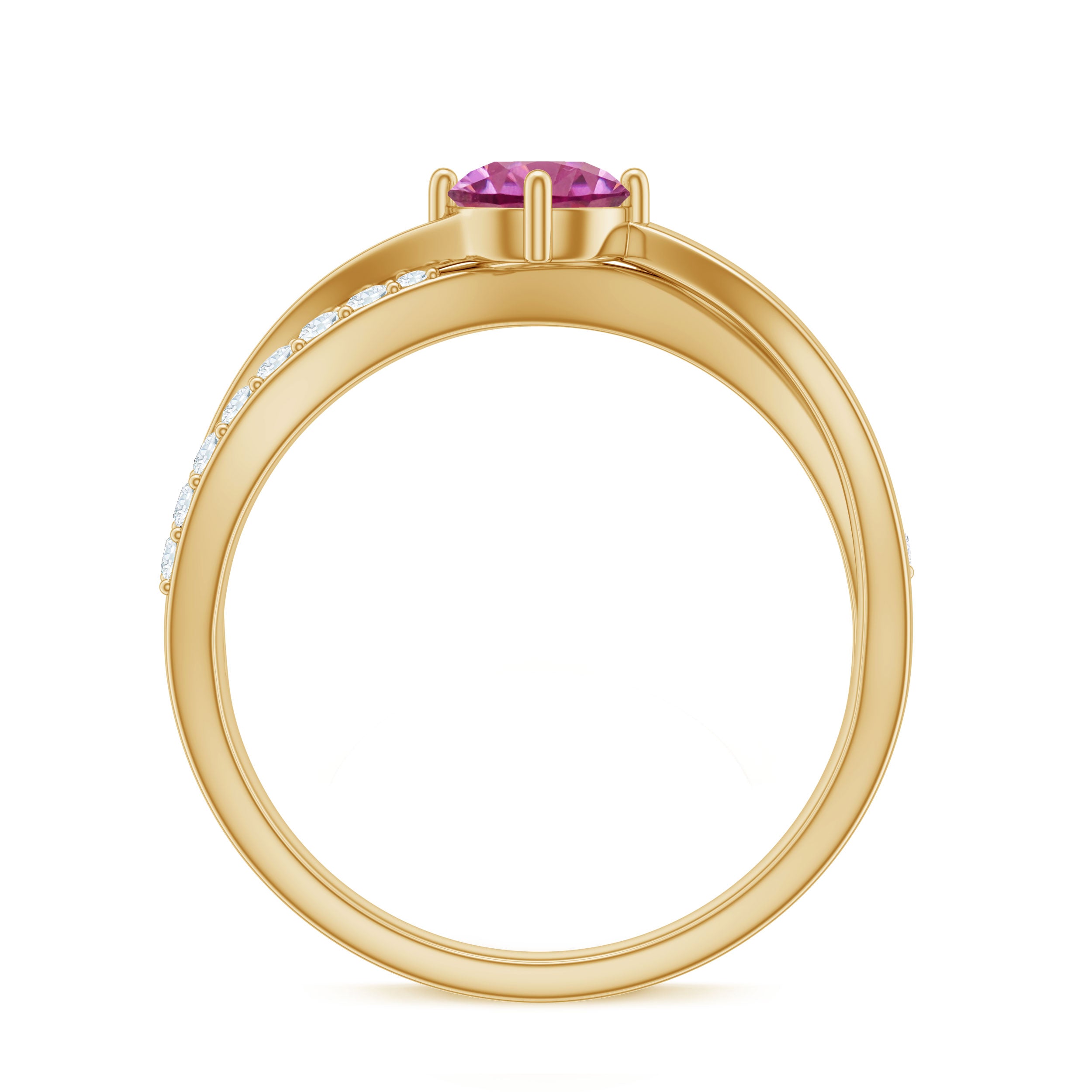 1/2 CT Pink Tourmaline Solitaire and Diamond Infinity Ring AAA - Rosec Jewels