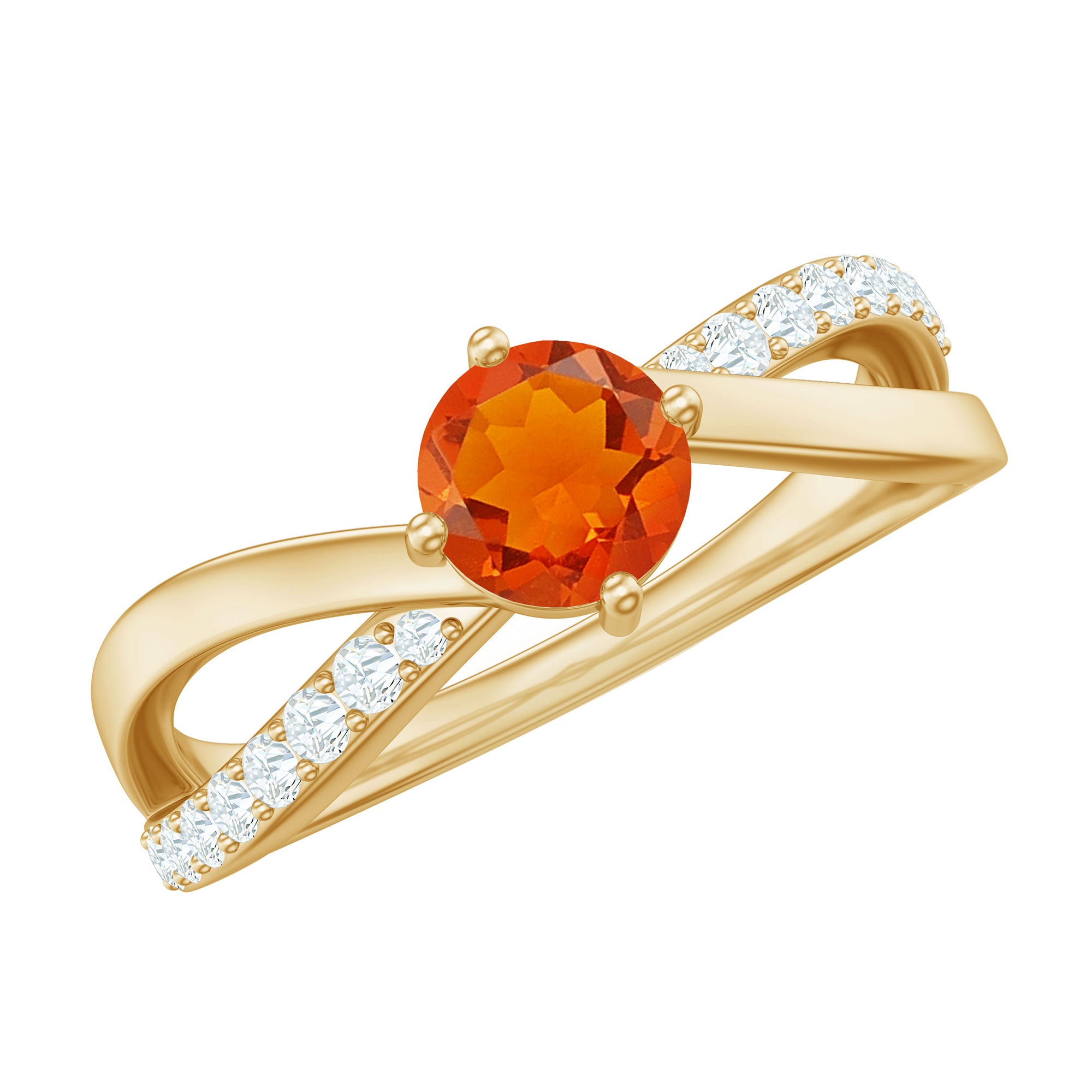 1/2 CT Fire Opal Solitaire and Diamond Infinity Ring AAA - Rosec Jewels