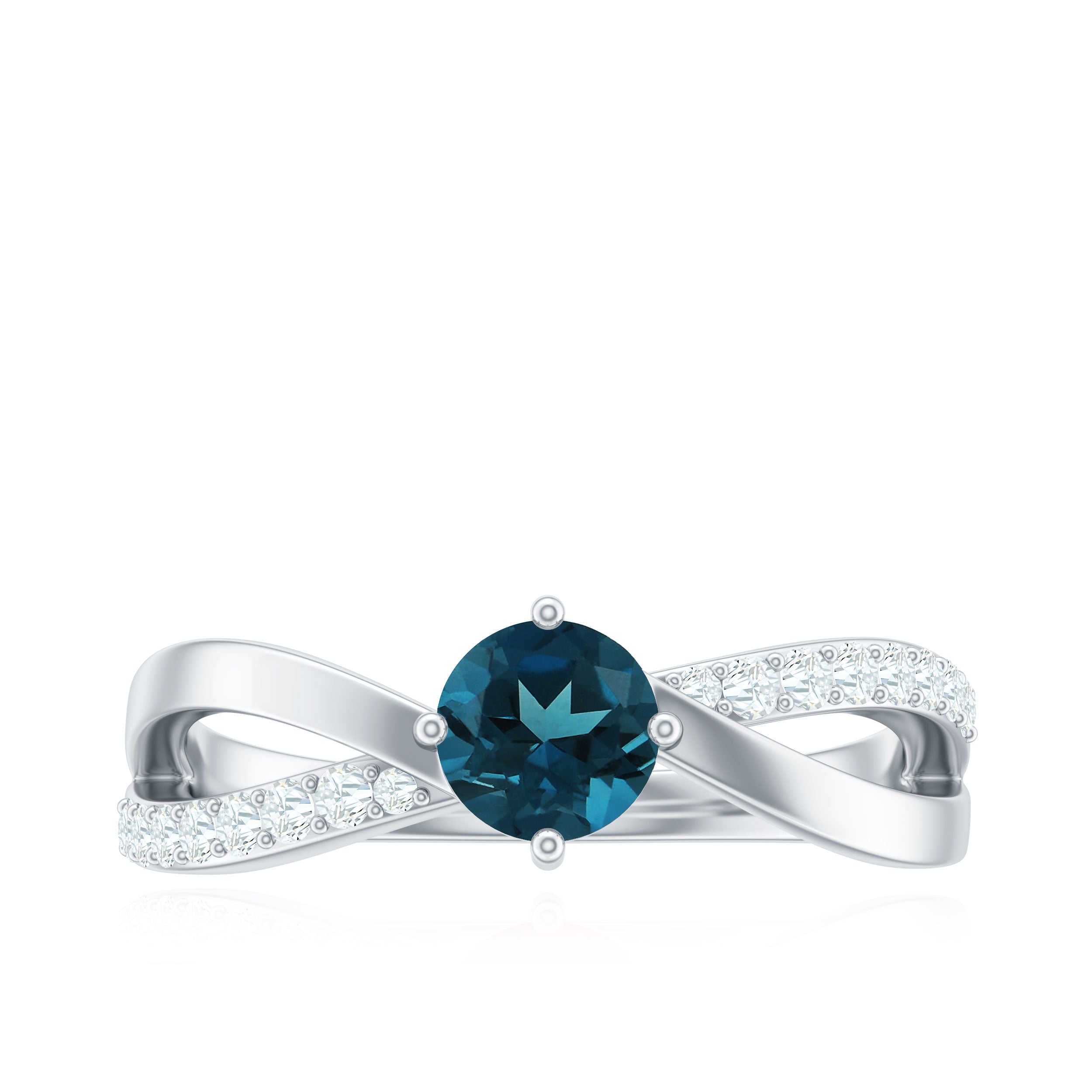 Rosec Jewels-Certified London Blue Topaz Proposal Ring With Diamond