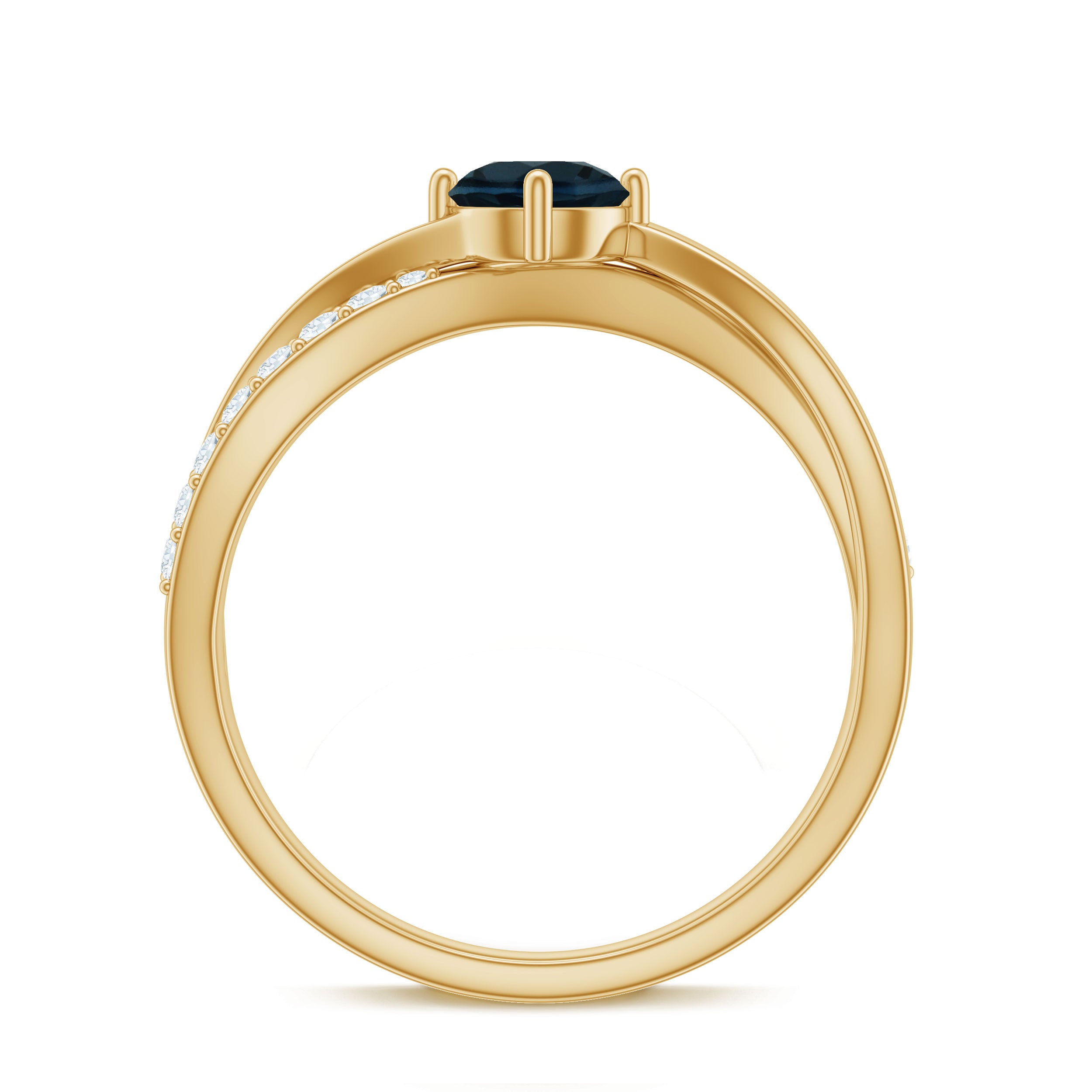 Rosec Jewels-Certified London Blue Topaz Proposal Ring With Diamond