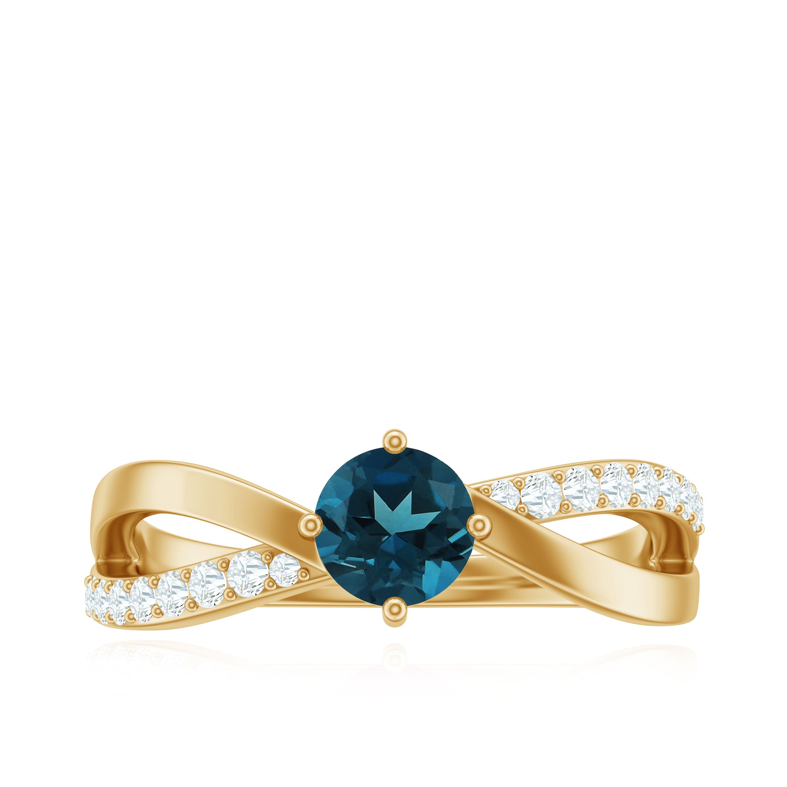 Rosec Jewels-Certified London Blue Topaz Proposal Ring With Diamond