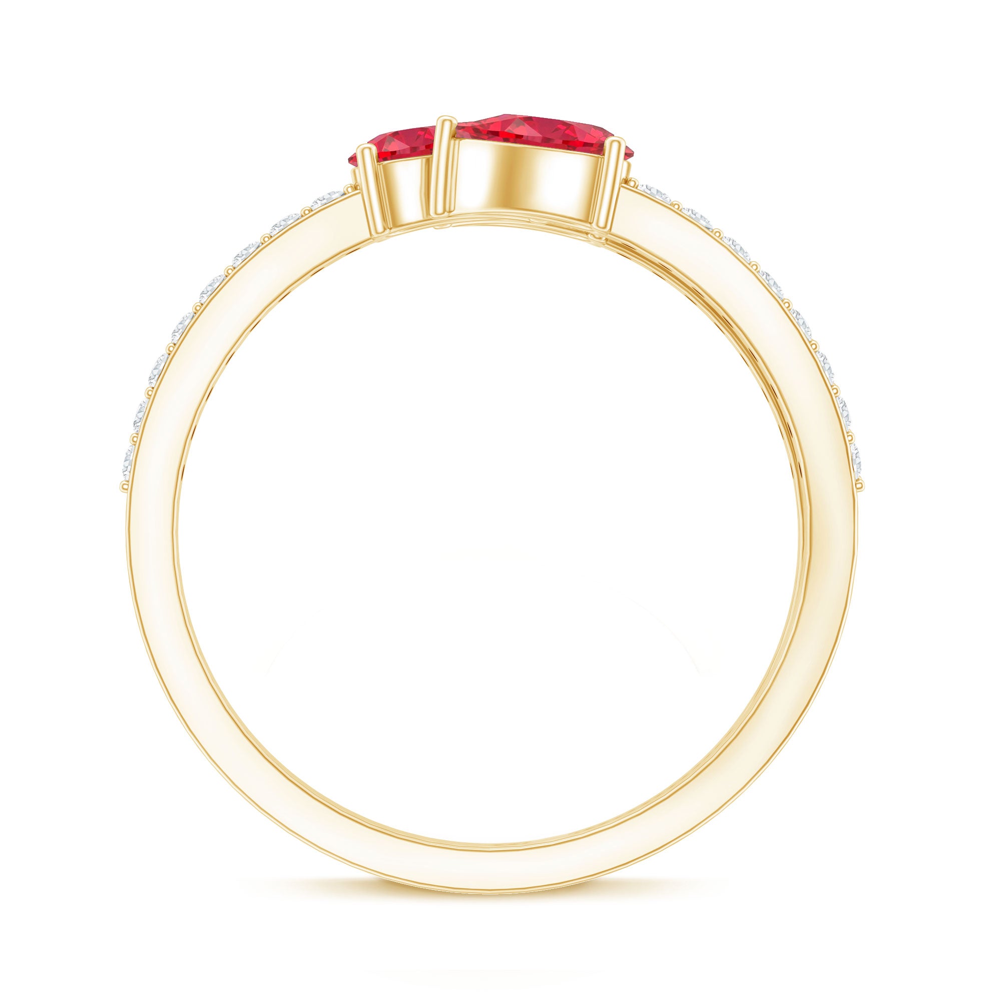 Pear Shaped Lab Grown Ruby 3 Stone Anniversary Ring AAAA - Rosec Jewels