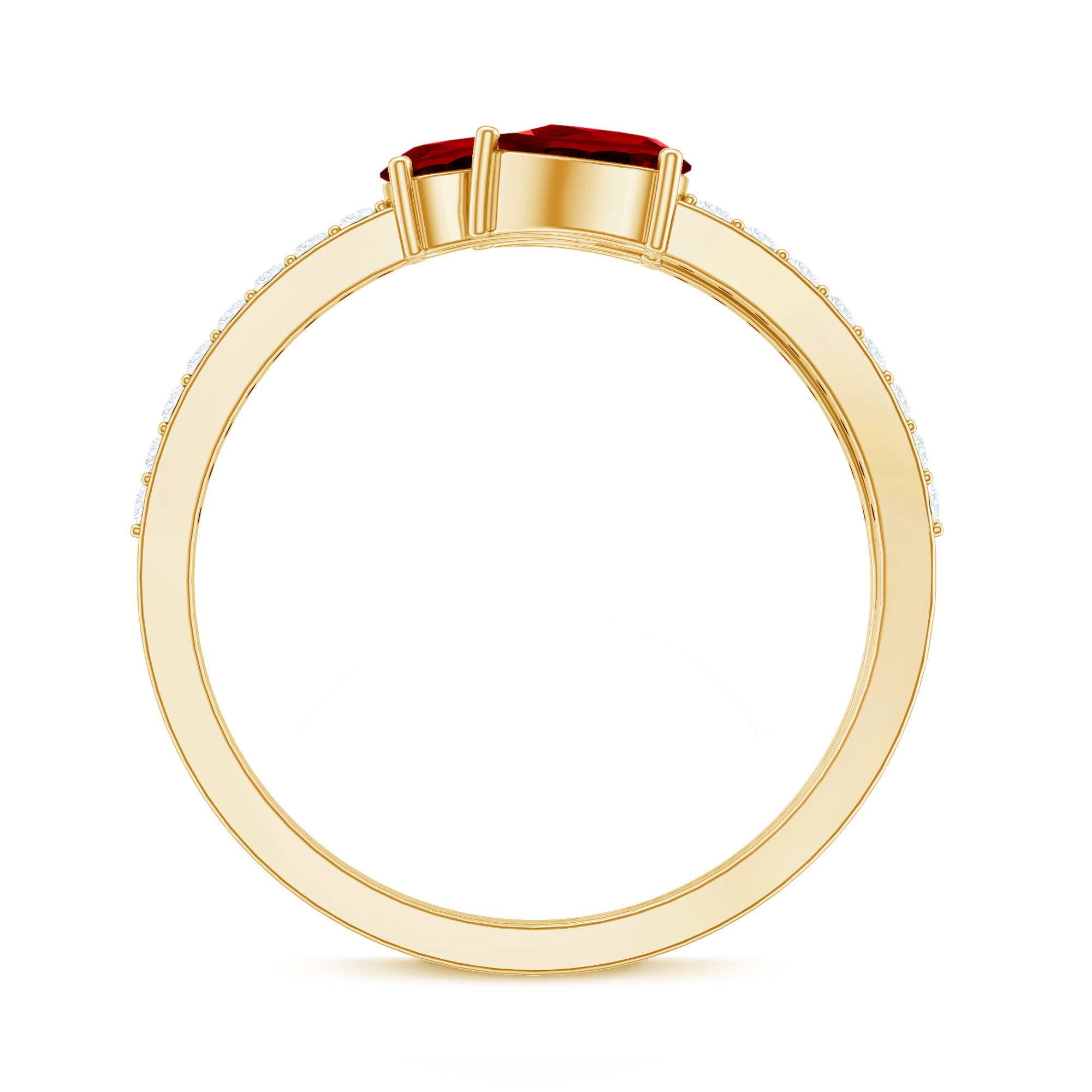 Rosec Jewels-Pear Shaped Lab Grown Ruby 3 Stone Anniversary Ring