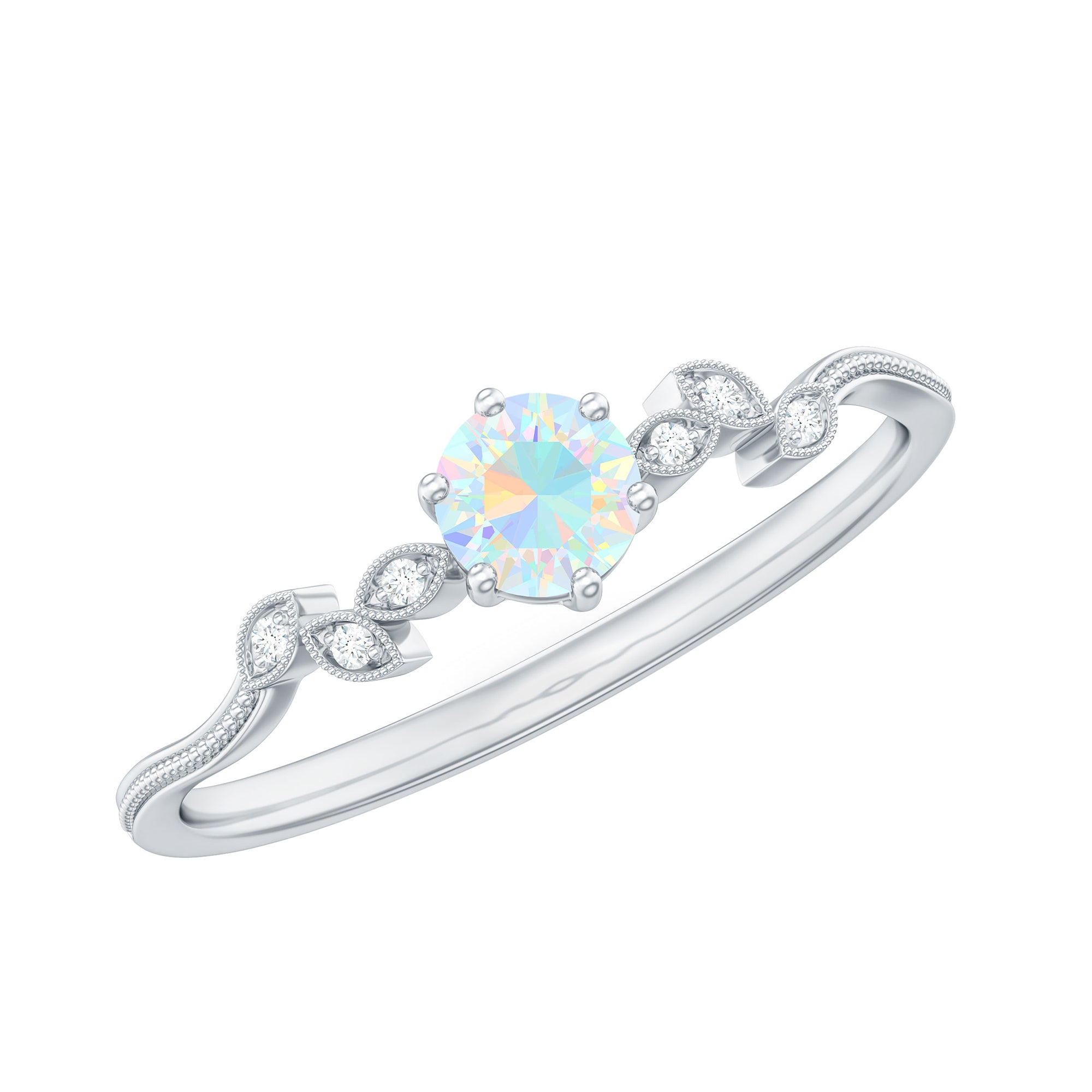 Nature Inspired Ethiopian Opal Promise Ring with Diamond