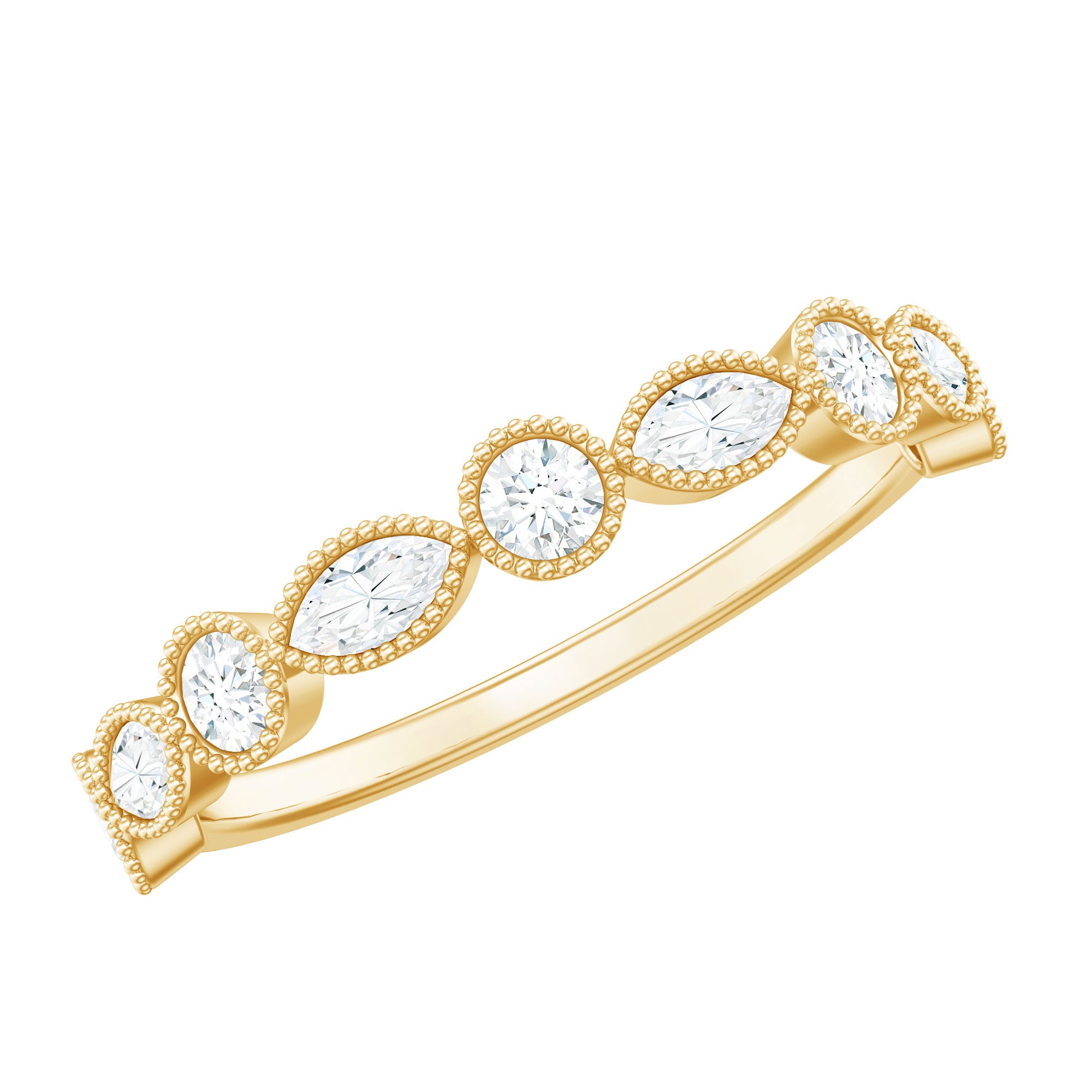 Certified Bezel Set Moissanite Eternity Band Ring D-VS1 - Rosec Jewels