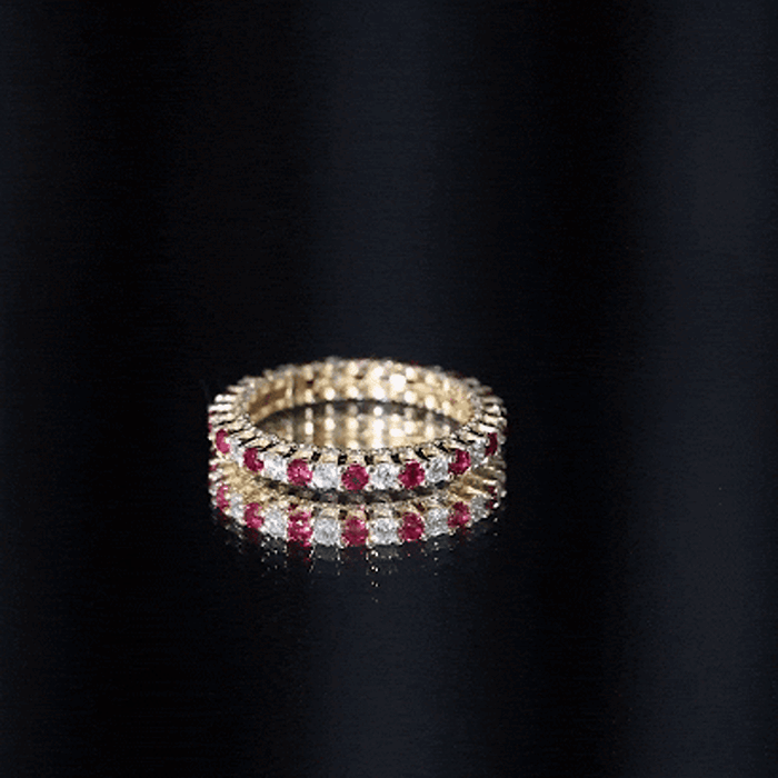 Natural Ruby Diamond Eternity Ring for Anniversary AAA - Rosec Jewels