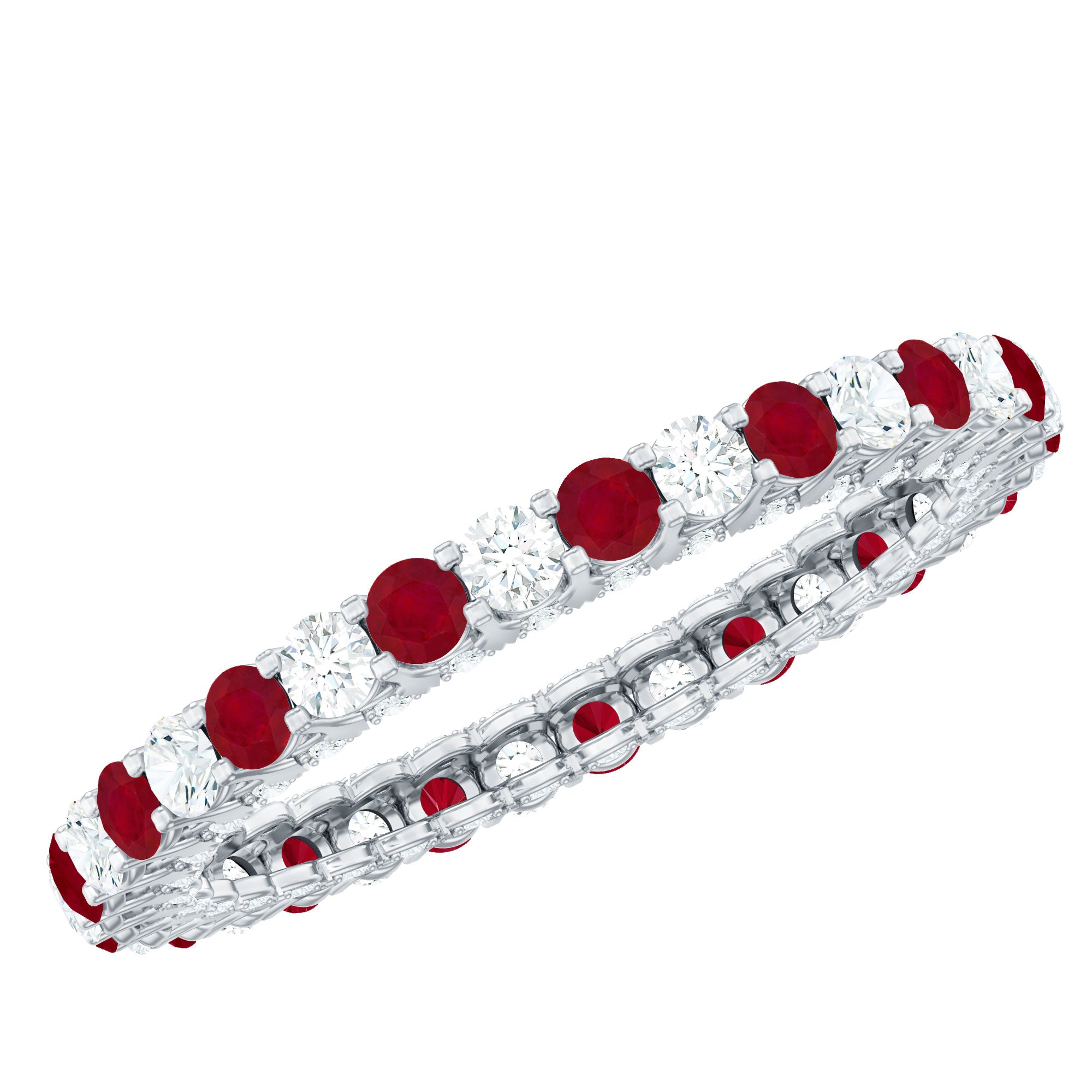 Natural Ruby Diamond Eternity Ring for Anniversary AAA - Rosec Jewels
