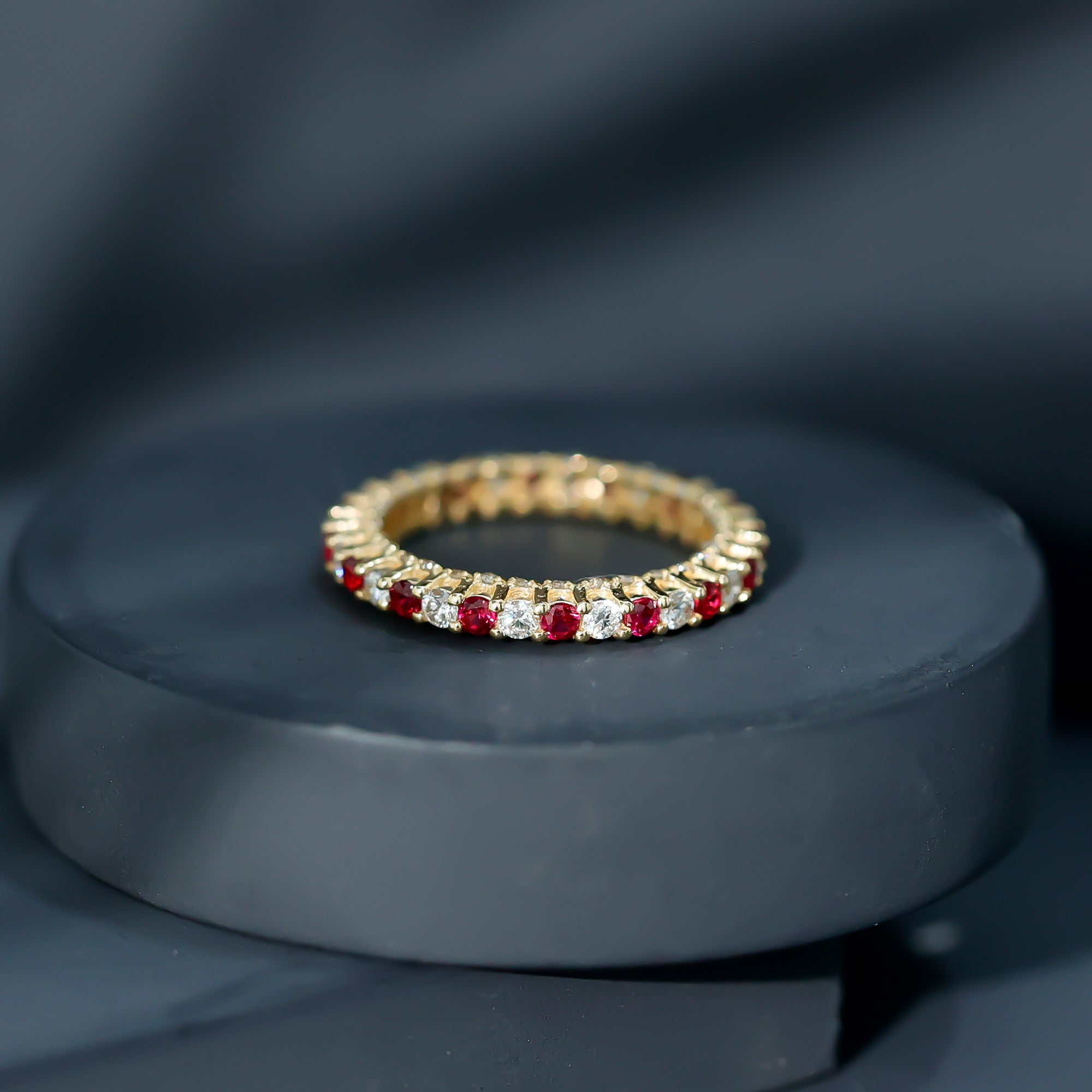 Natural Ruby Diamond Eternity Ring for Anniversary AAA - Rosec Jewels