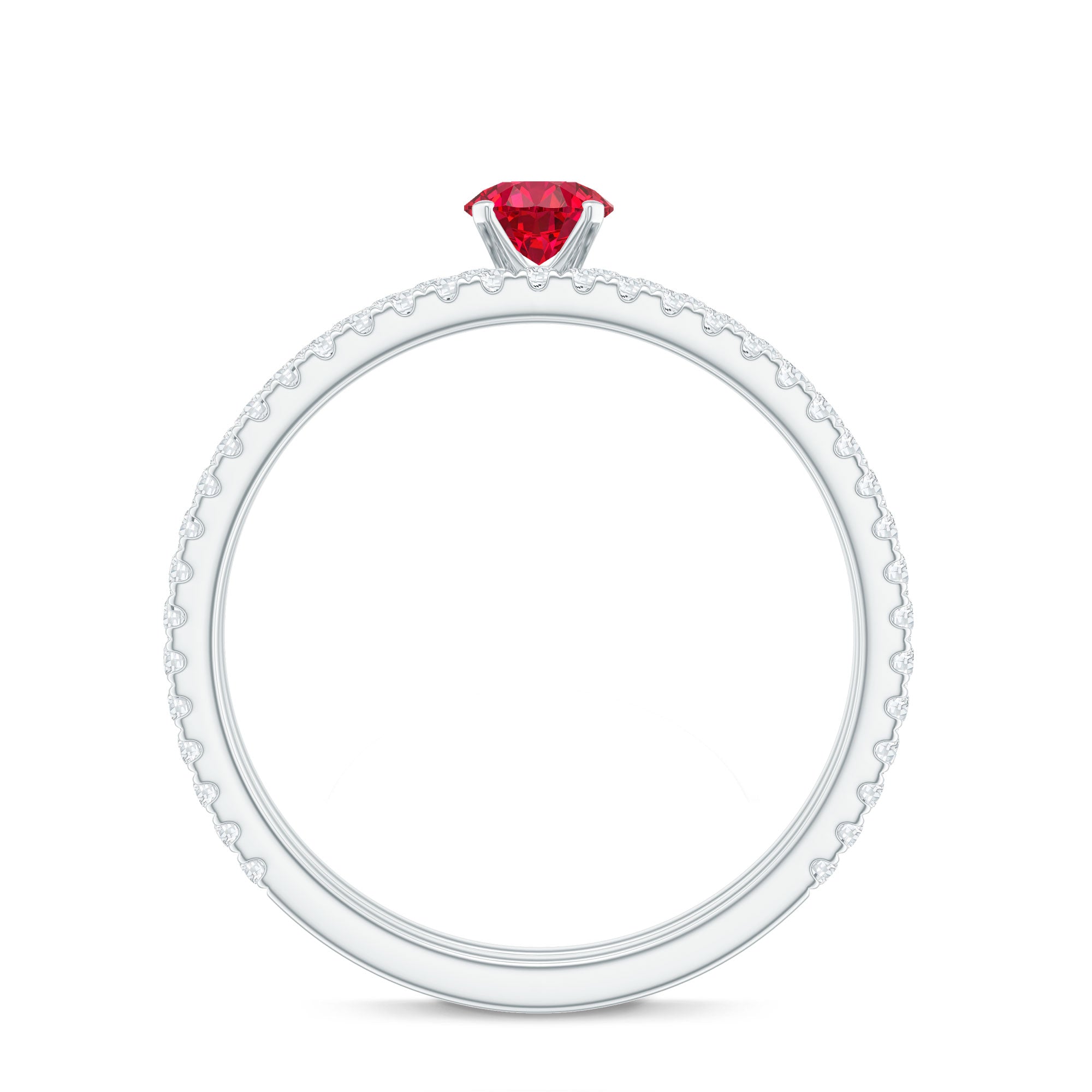 Simple Lab Created Ruby and Diamond Wedding Ring Set AAAA - Rosec Jewels