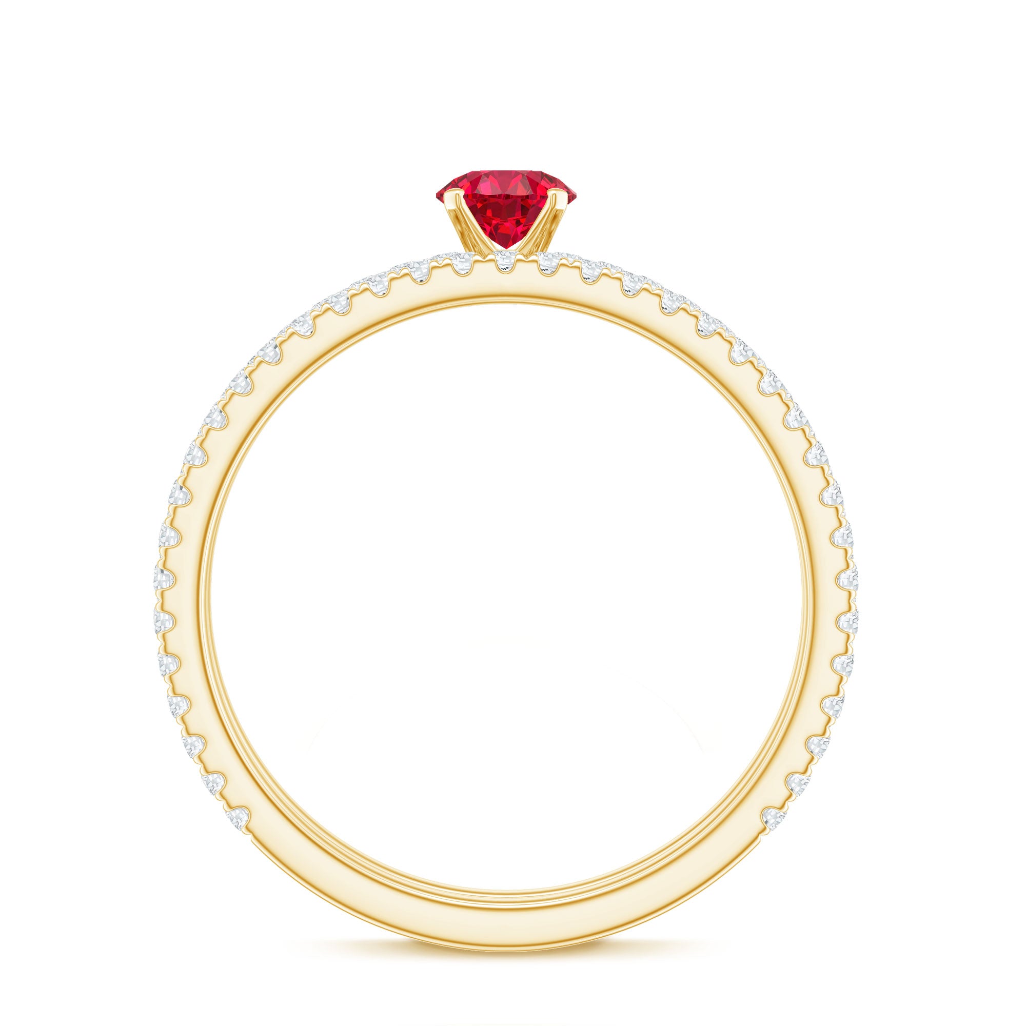 Simple Lab Created Ruby and Diamond Wedding Ring Set AAAA - Rosec Jewels