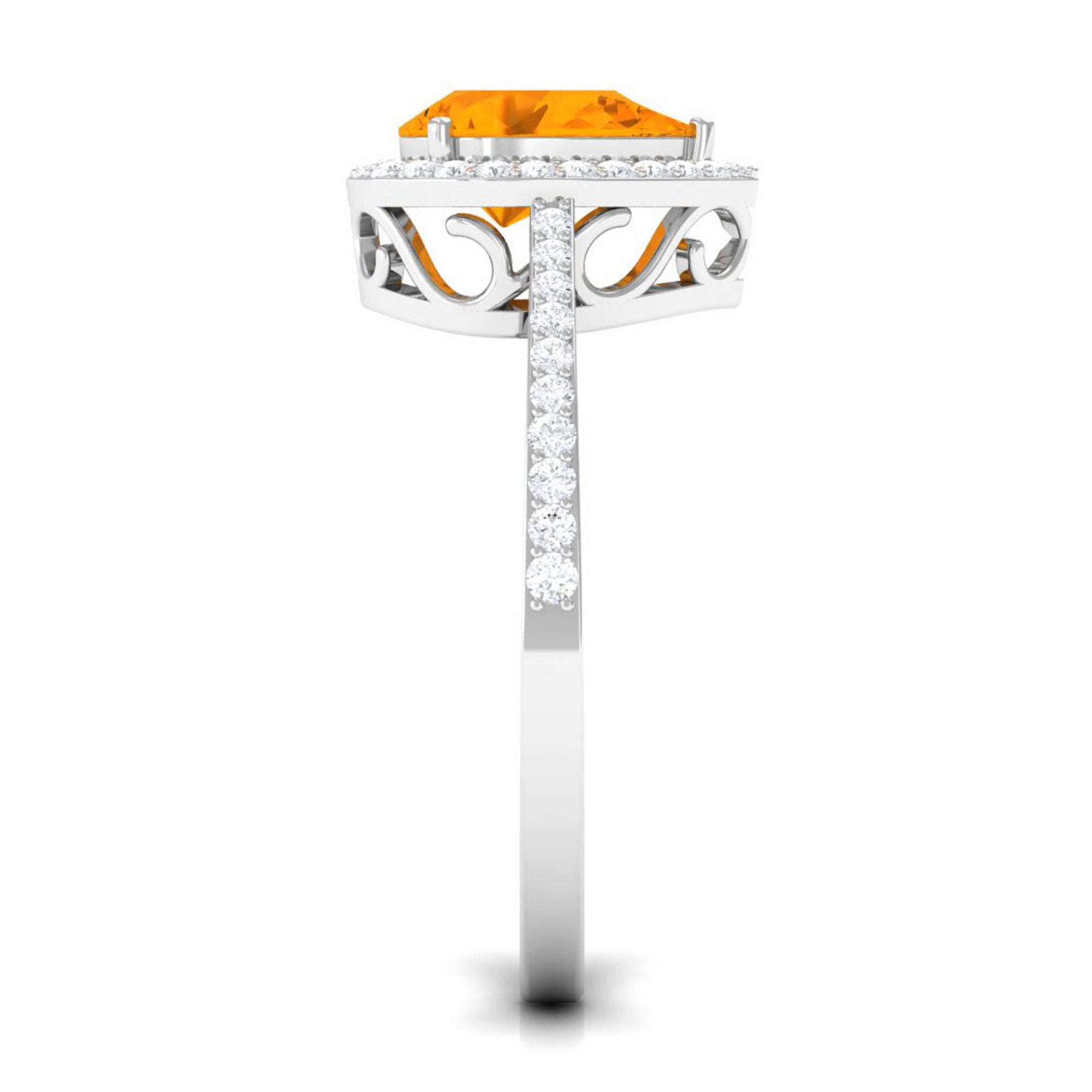 Rosec Jewels-Real 0.6 Carat Fire Opal Teardrop Engagement Ring with Diamond Halo