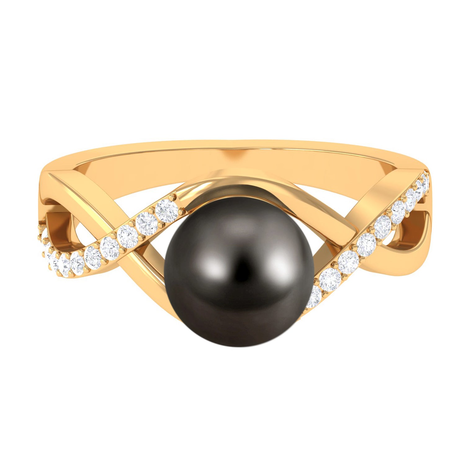 Rosec Jewels-Tahitian Pearl Crossover Diamond Infinity Engagement Ring