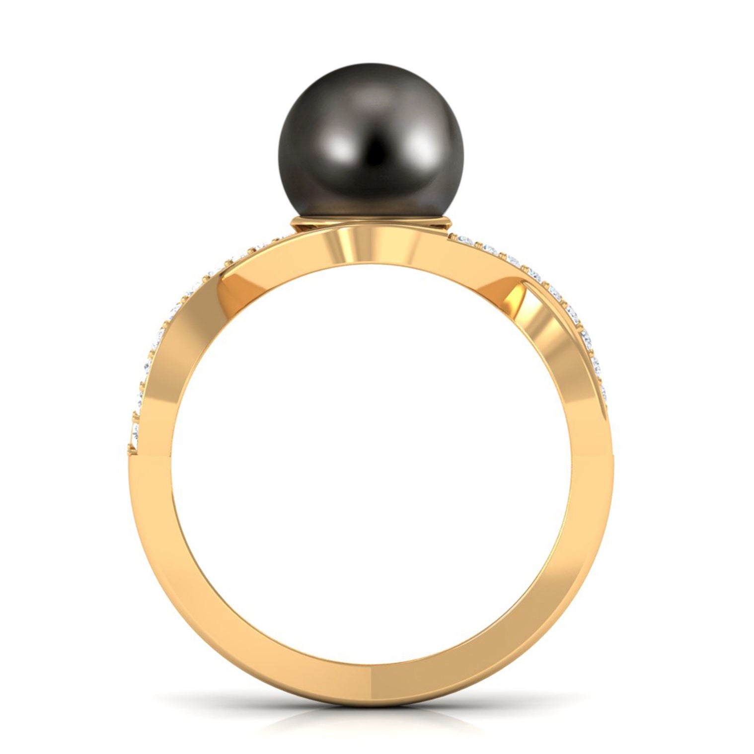 Rosec Jewels-Tahitian Pearl Crossover Diamond Infinity Engagement Ring