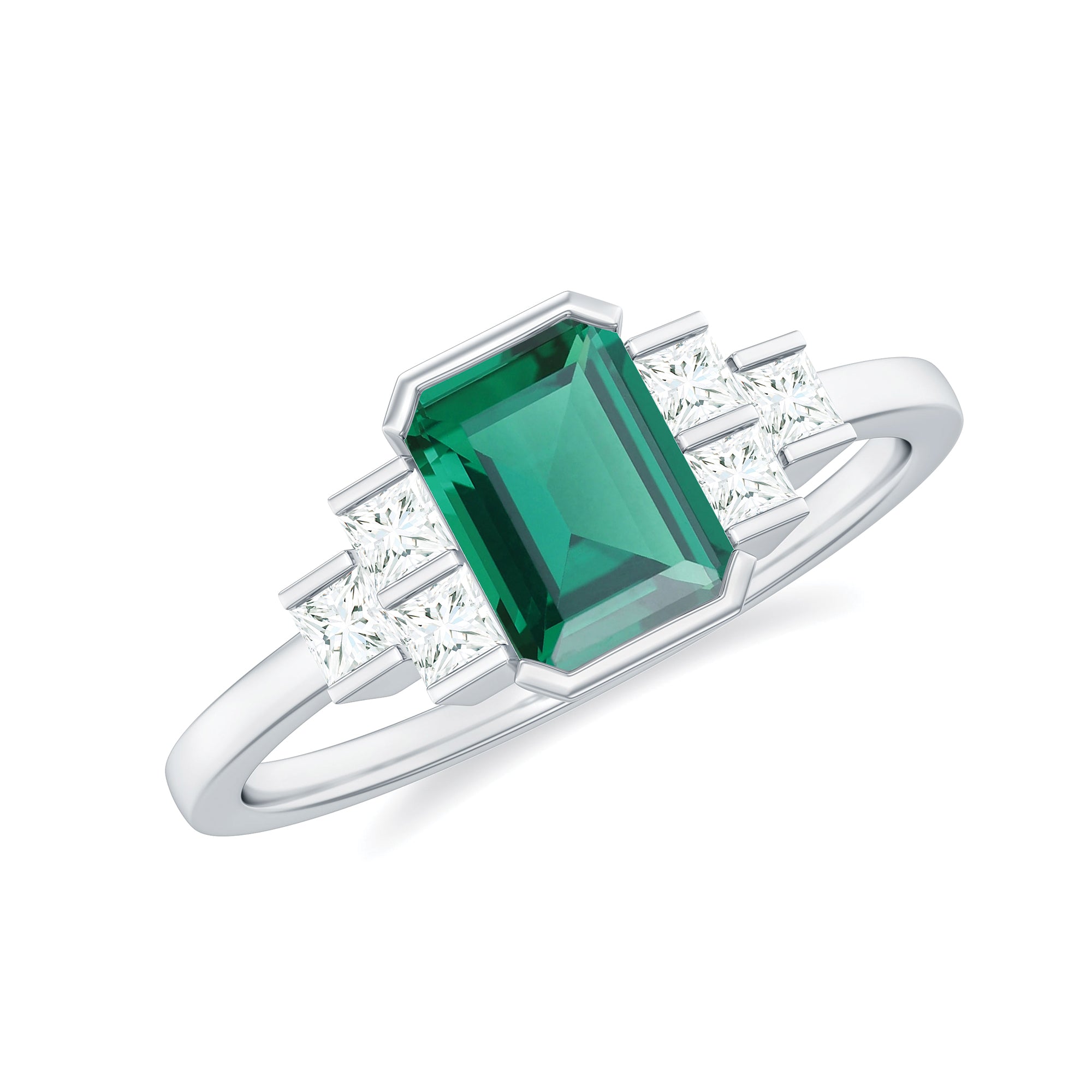 Certified Lab Grown Emerald Diamond Art Deco Engagement Ring