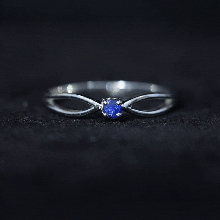 Natural Blue Sapphire Cute Promise Ring with Split Shank AAA - Rosec Jewels