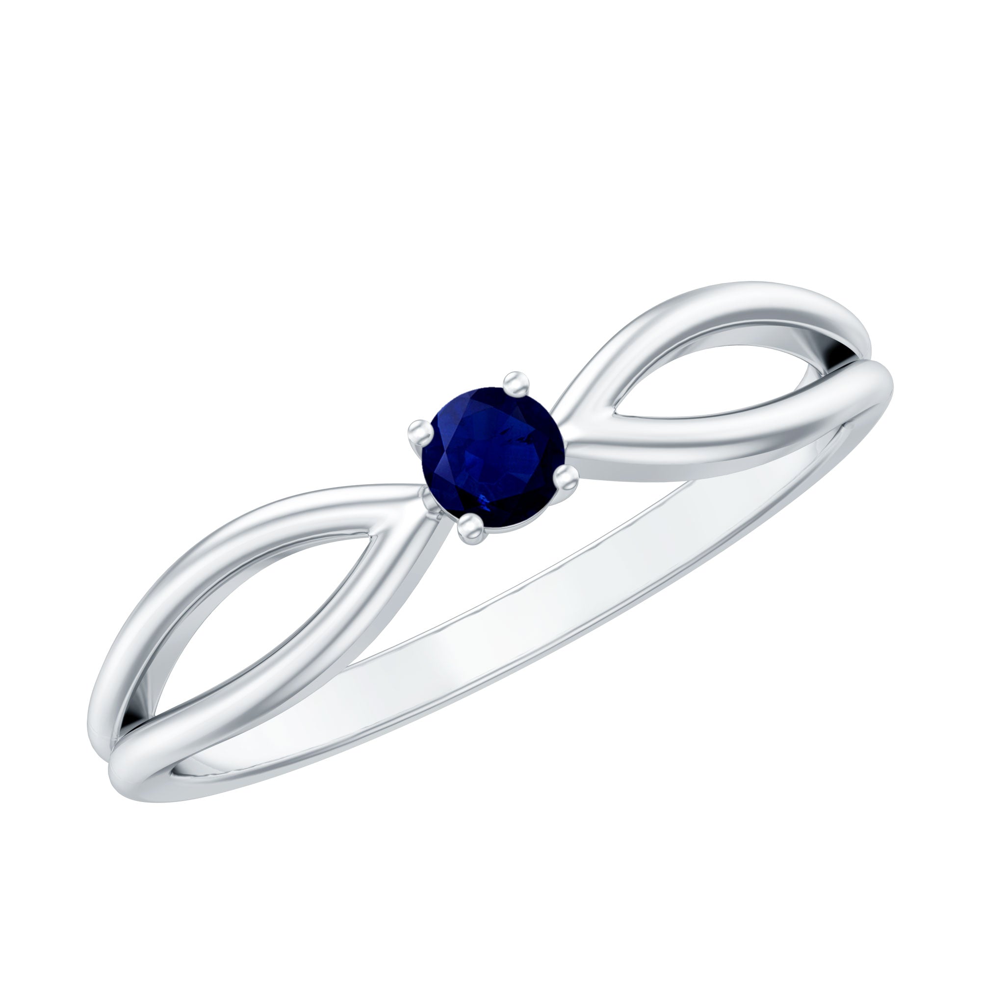 Natural Blue Sapphire Cute Promise Ring with Split Shank AAA - Rosec Jewels