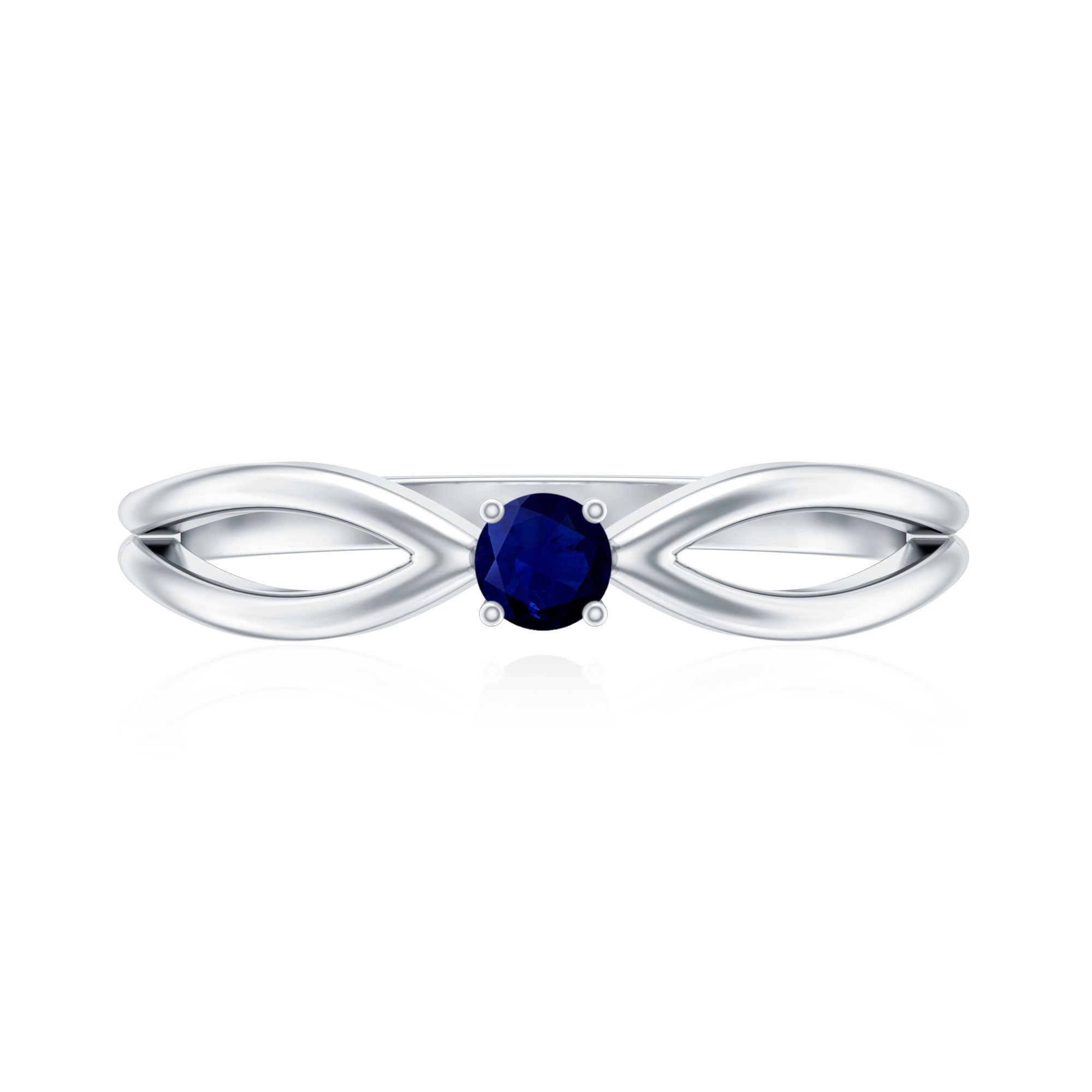 Natural Blue Sapphire Cute Promise Ring with Split Shank AAA - Rosec Jewels