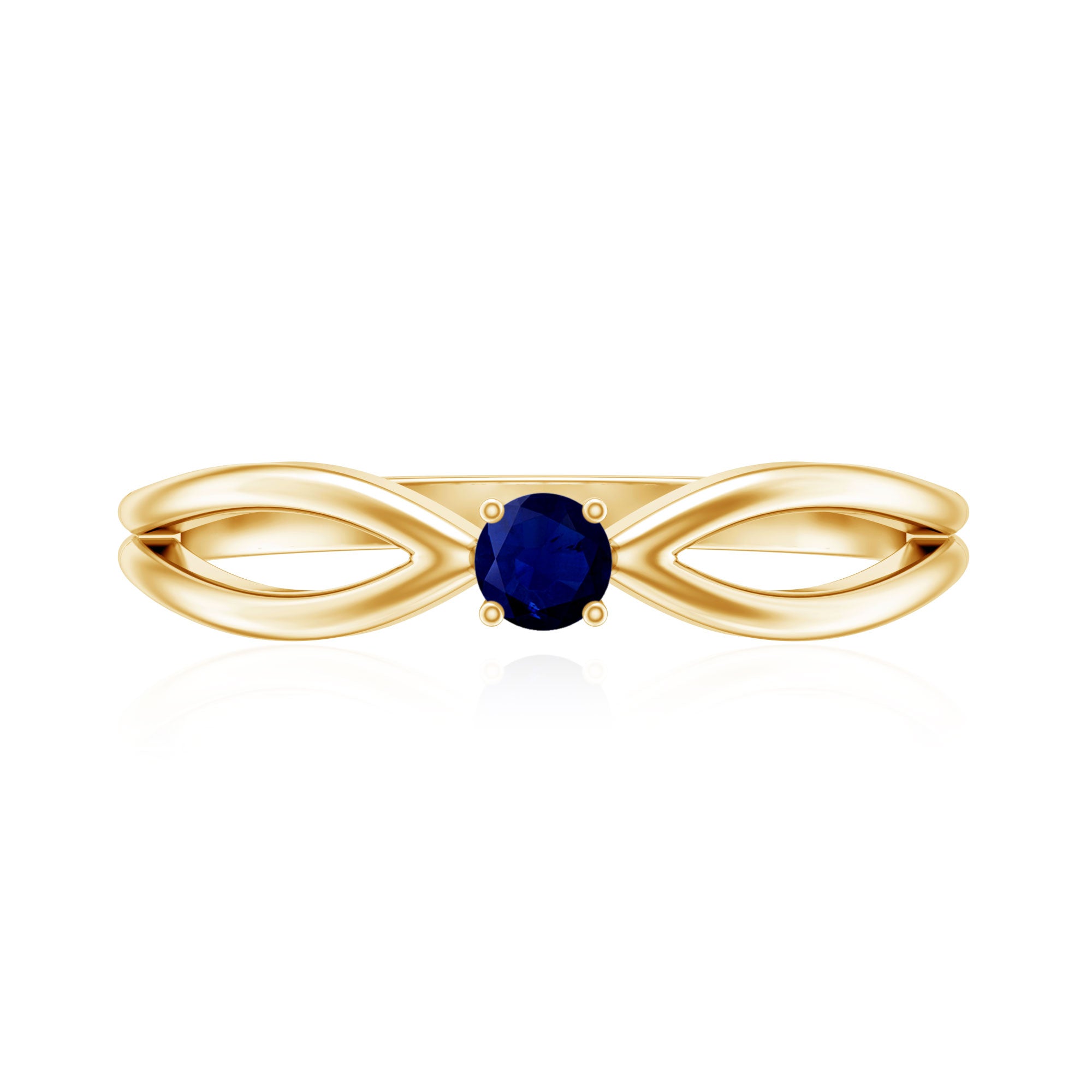 Natural Blue Sapphire Cute Promise Ring with Split Shank AAA - Rosec Jewels