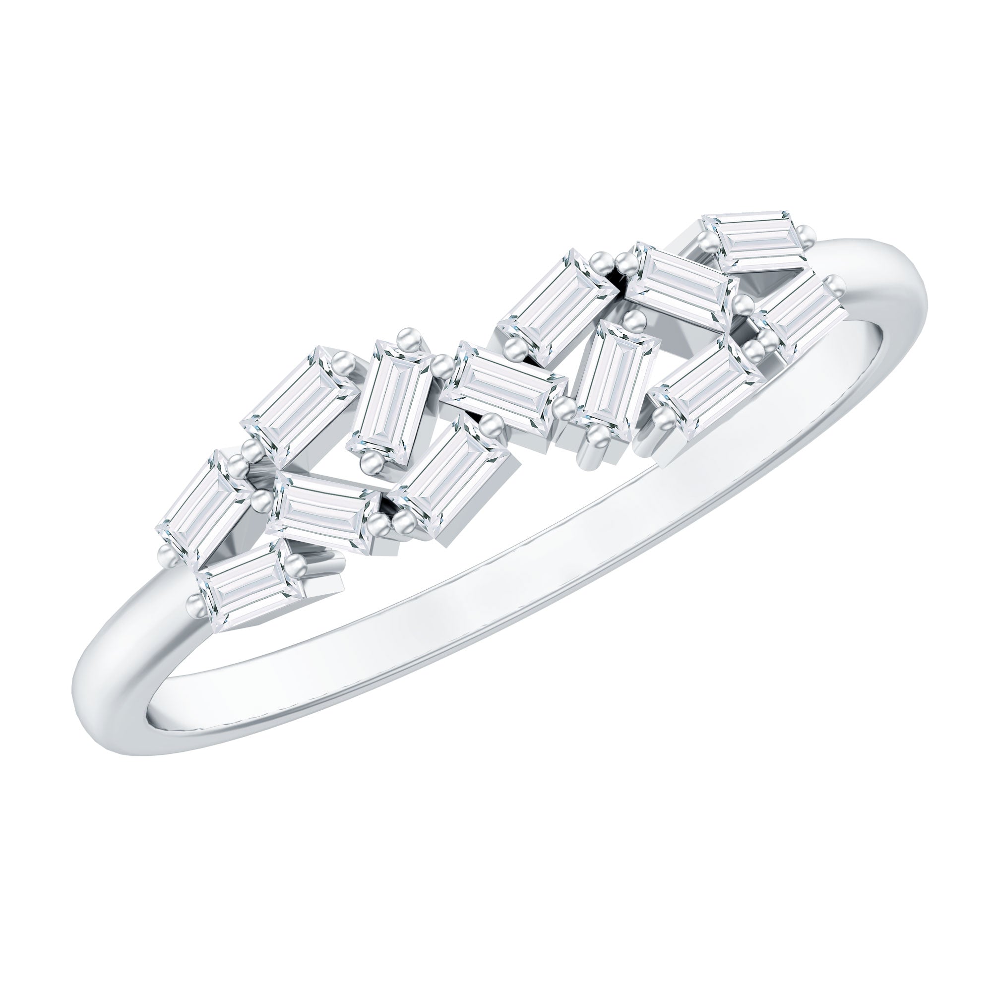 Baguette Moissanite Anniversary Ring in Prong Setting