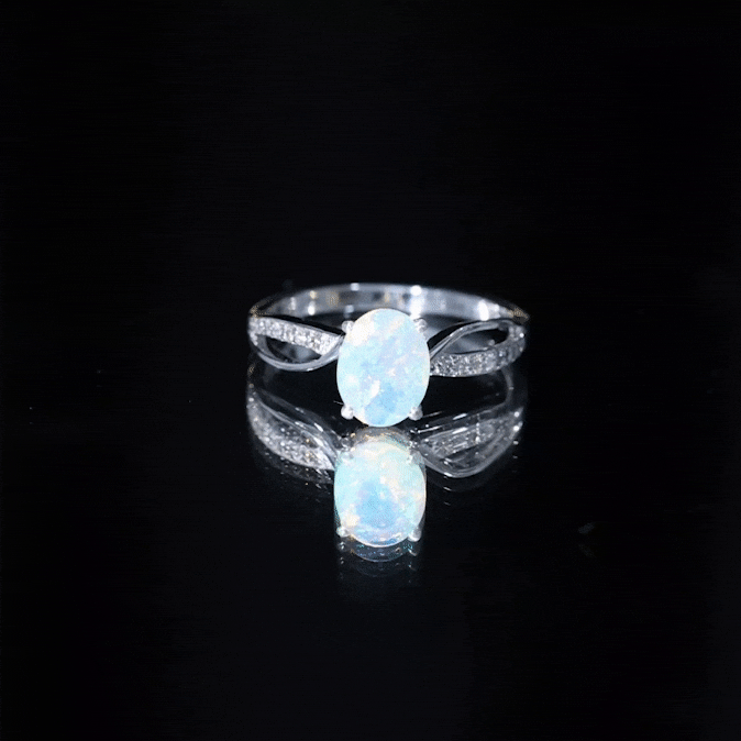 Natural 1.2 Carat Oval Opalescent Diamond Engagement Ring with Split Shank AAA - Rosec Jewels