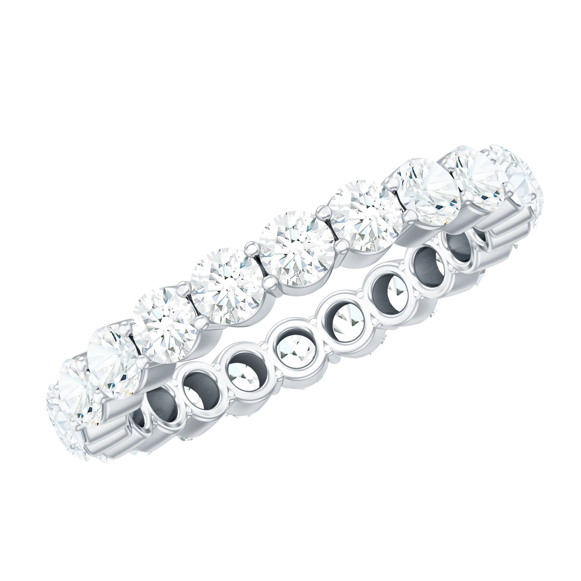Certified Round Moissanite Eternity Wedding Band Ring