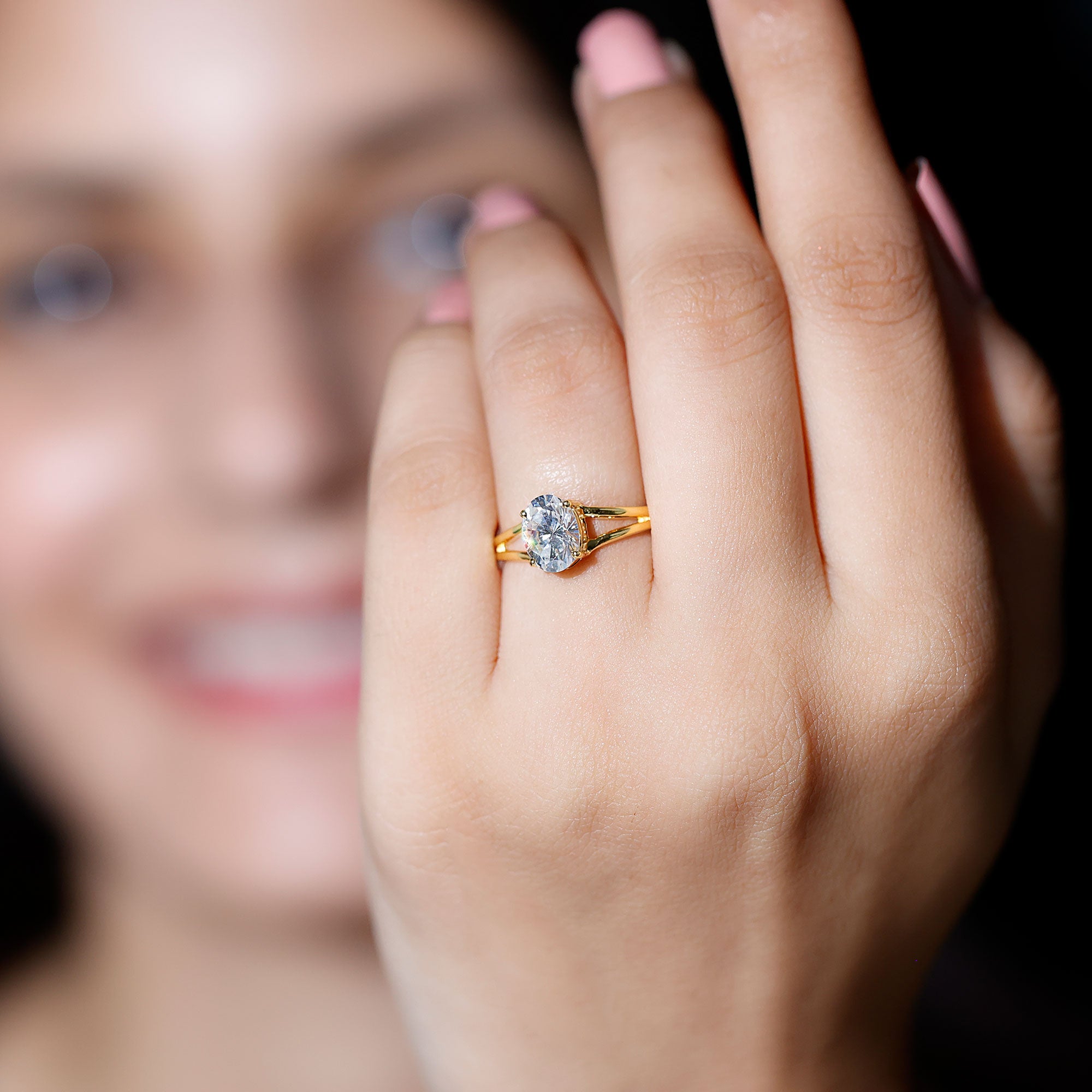 1.25 CT Oval Moissanite Engagement Ring With Certificate D-VS1 - Rosec Jewels