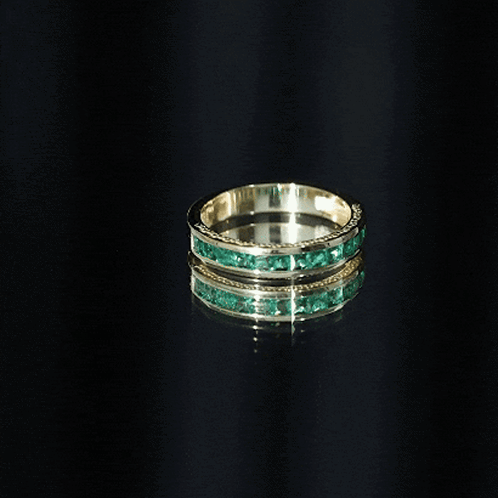 Certified Princess Cut Lab Grown Emerald Eternity Ring AAAA - Rosec Jewels
