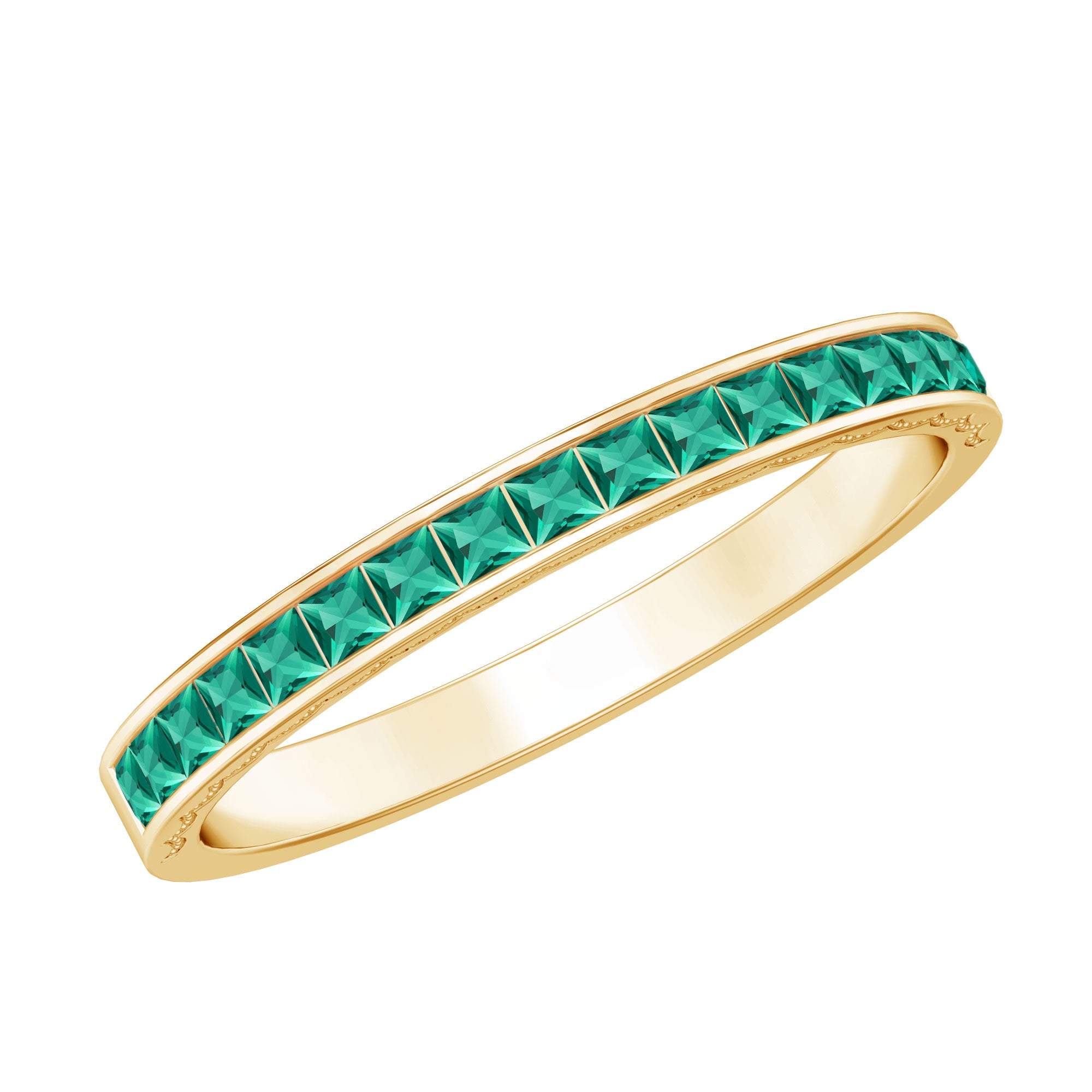 Certified Princess Cut Lab Grown Emerald Eternity Ring AAAA - Rosec Jewels