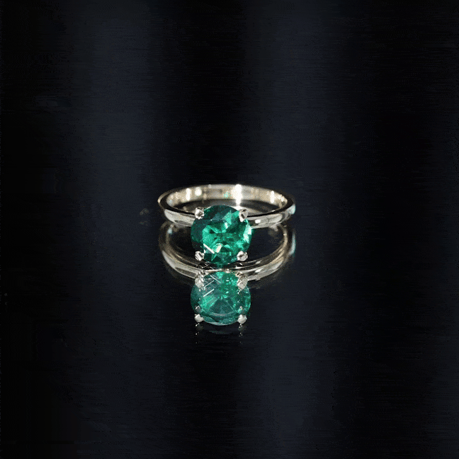 Certified 2 Carat Lab Grown Emerald Solitaire Engagement Ring AAAA - Rosec Jewels
