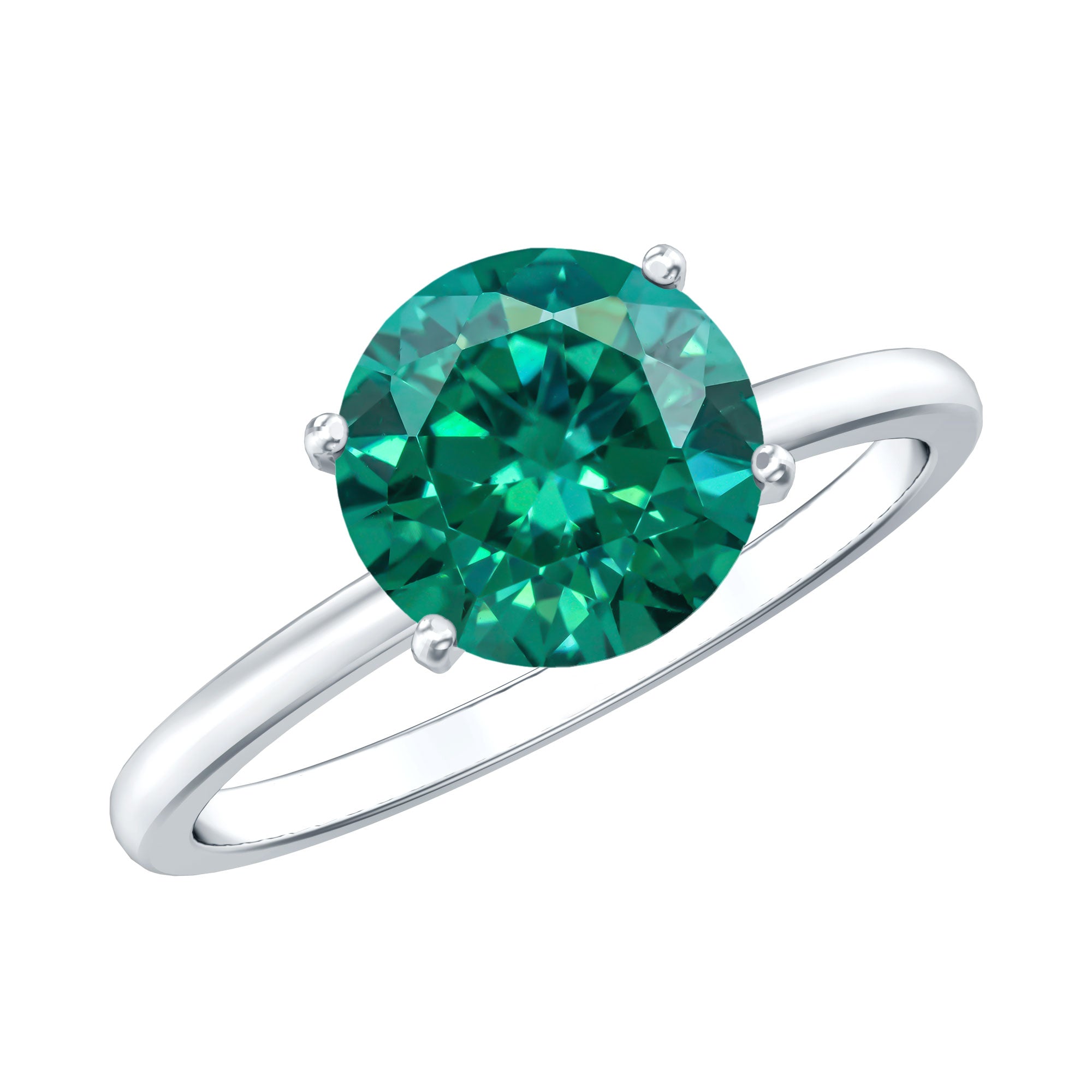 Certified 2 Carat Lab Grown Emerald Solitaire Engagement Ring AAAA - Rosec Jewels