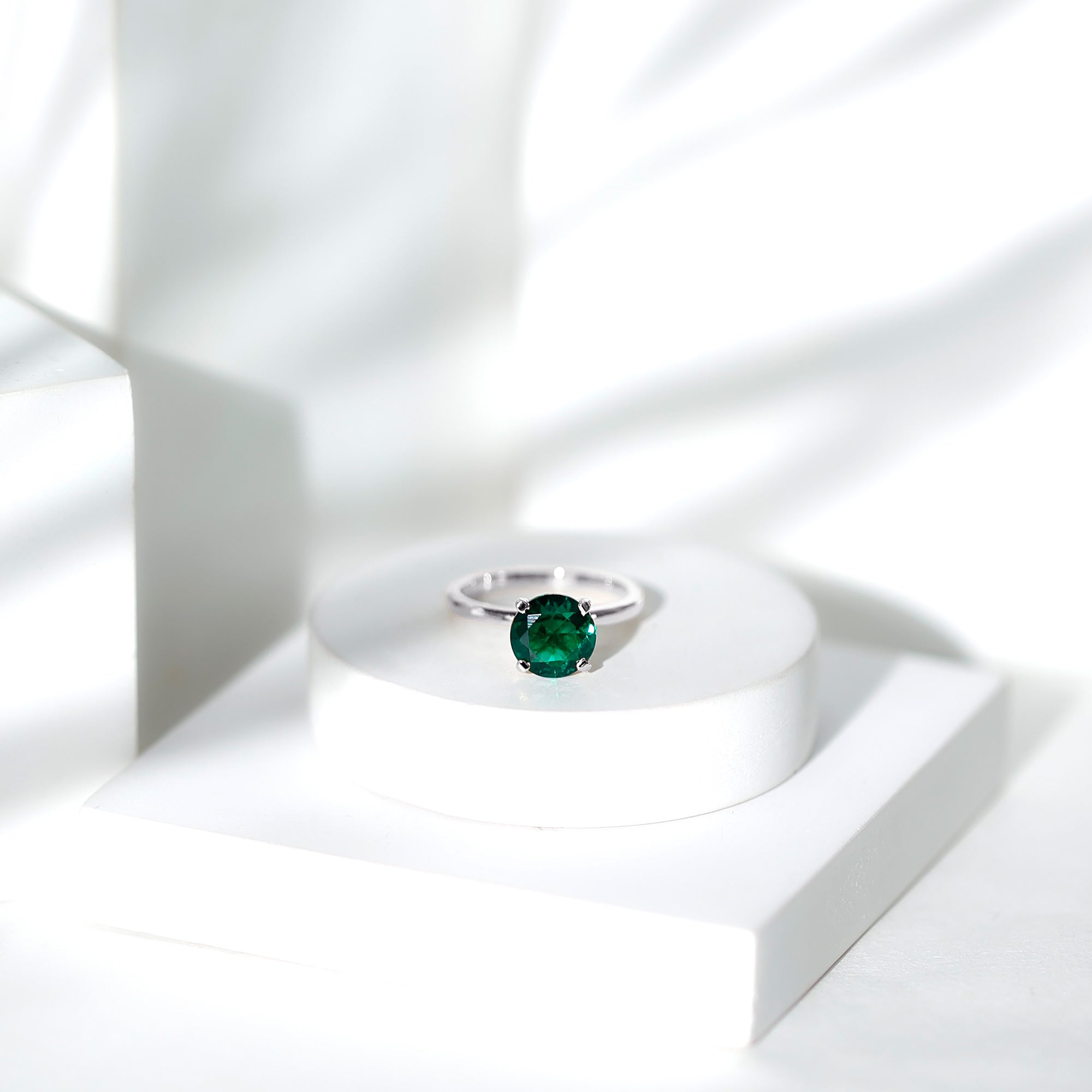 Certified 2 Carat Lab Grown Emerald Solitaire Engagement Ring AAAA - Rosec Jewels