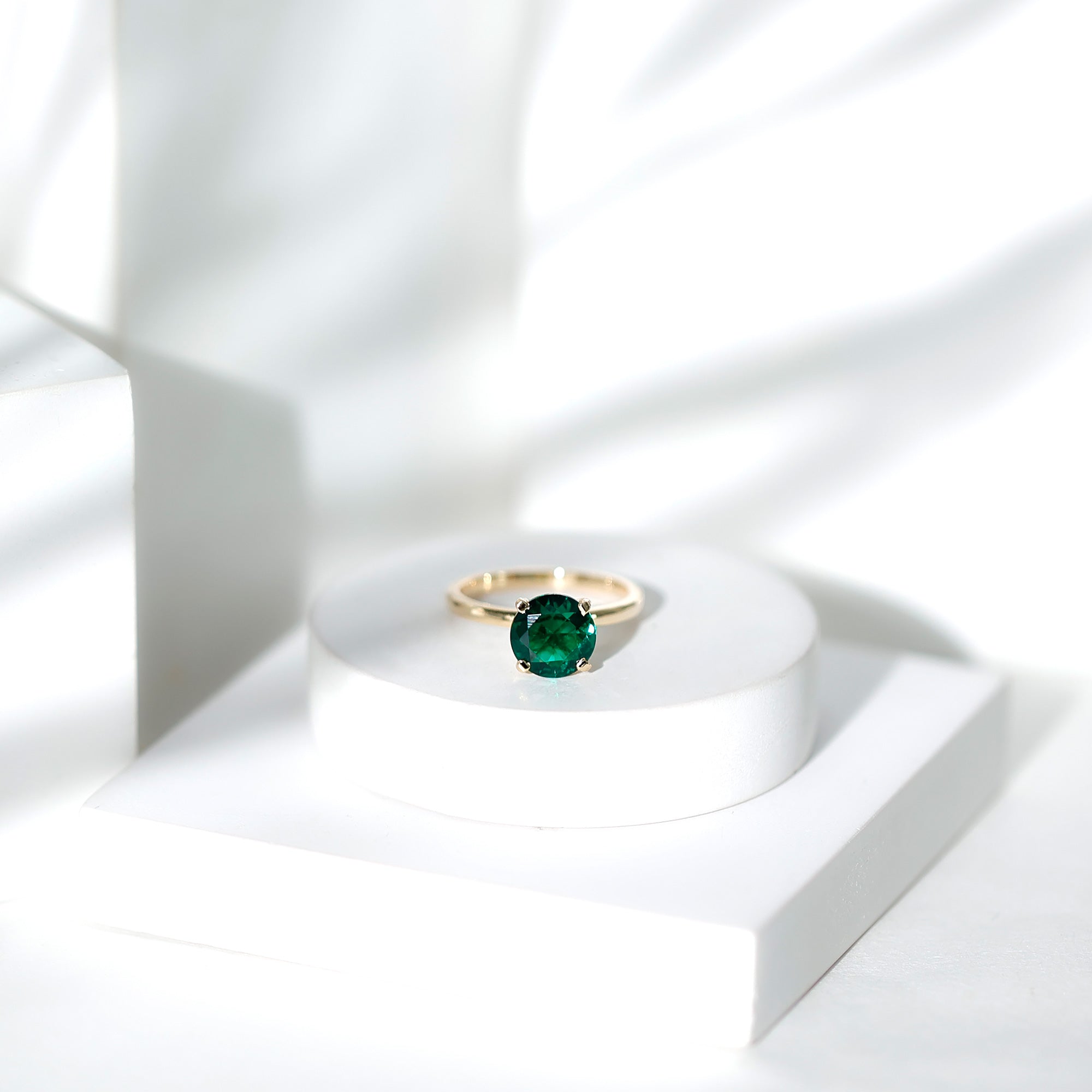 Certified 2 Carat Lab Grown Emerald Solitaire Engagement Ring AAAA - Rosec Jewels